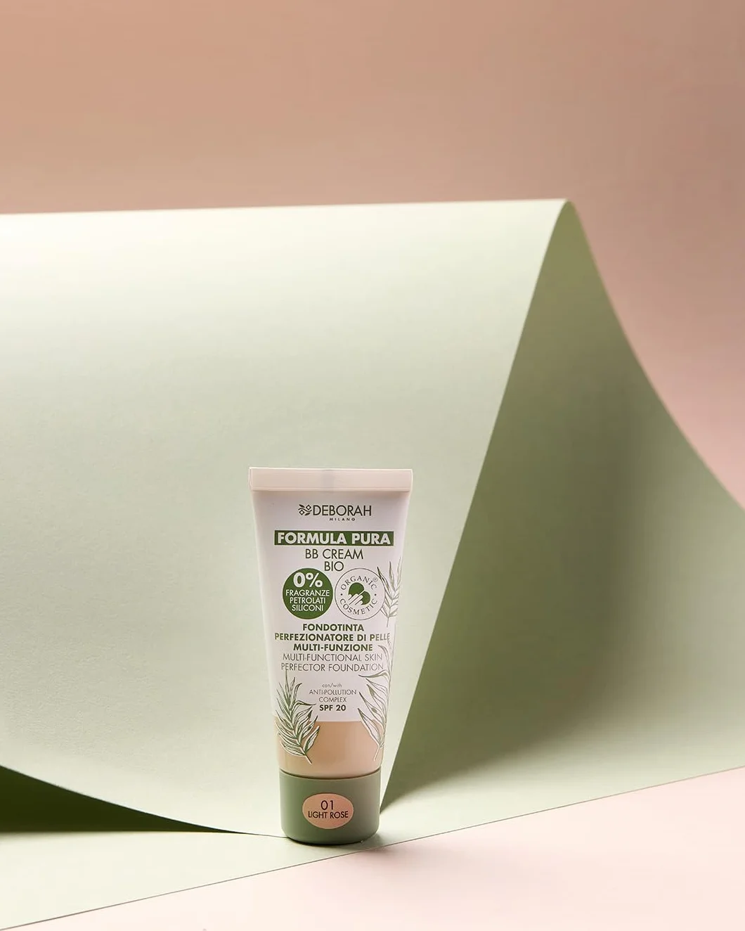 Deborah Milano - BB Cream Formula Pura BIO SPF 20 con Ingredienti Naturali, 03 Beige, Effetto Nutriente, Antiossidante e Anti-luce Blu, Dona una Pelle Levigata e Nutrita, 30 ml