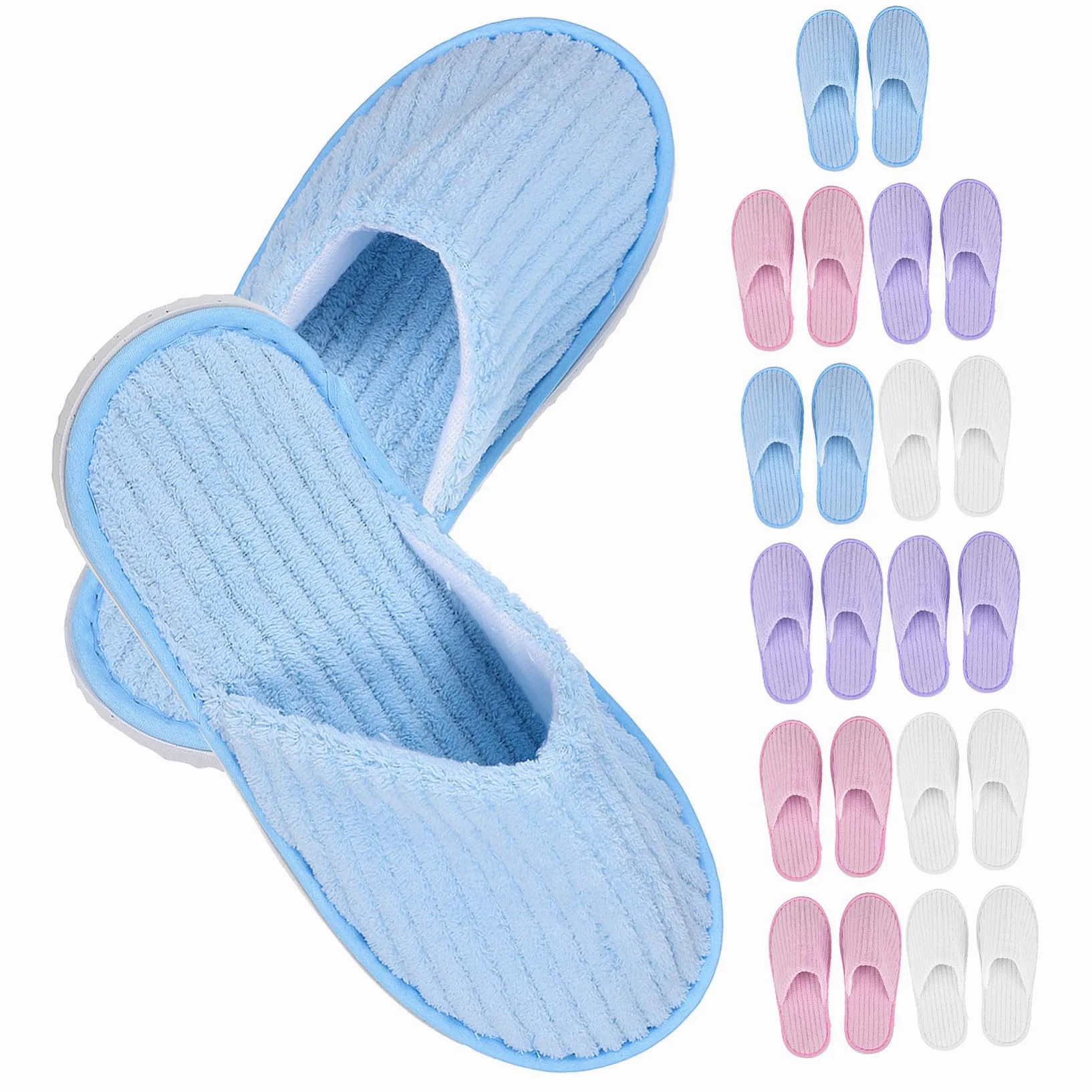 iplusmile Ciabatte Monouso Antiscivolo in Pile di Corallo, 12 Paia | Spa e Hotel, Leggere e Facili da Trasportare, Colore Assortito, Comfort per Ospiti senza Scarpe