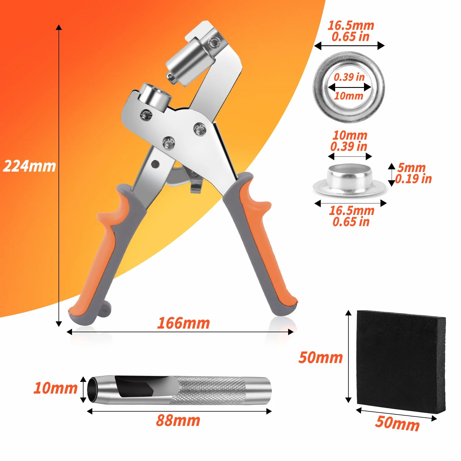 Pinza Occhiellatrice Manuale per Teloni PVC con 300 Occhielli Ø 10mm