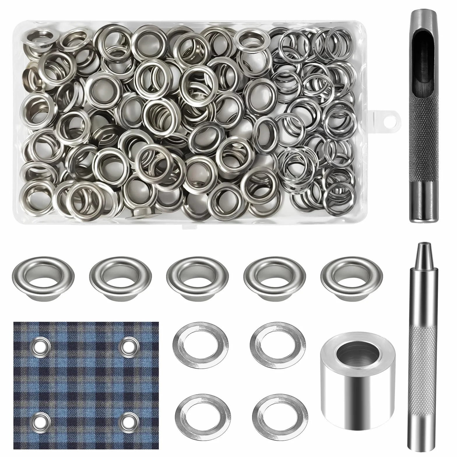 Occhielli per Teloni 12mm Kit Grommet Strumento 3 Pezzi Occhielli Metallici per Tessuto Tenda Fai da Te Scarpe Pelle Cintura