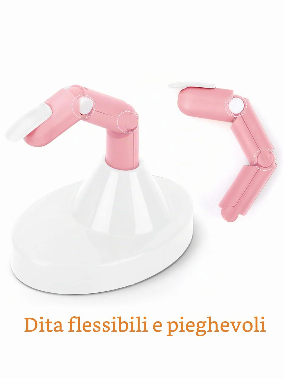 Deciniee Mano Finta per Ricostruzione Unghie, 3 Dita Regolabili e 200 Punte per Unghie Sostituibili Dito Finto per Ricostruzione Unghie, Kit Professionale Dito per Pratica Per Nail Art, Rosa/Bianco