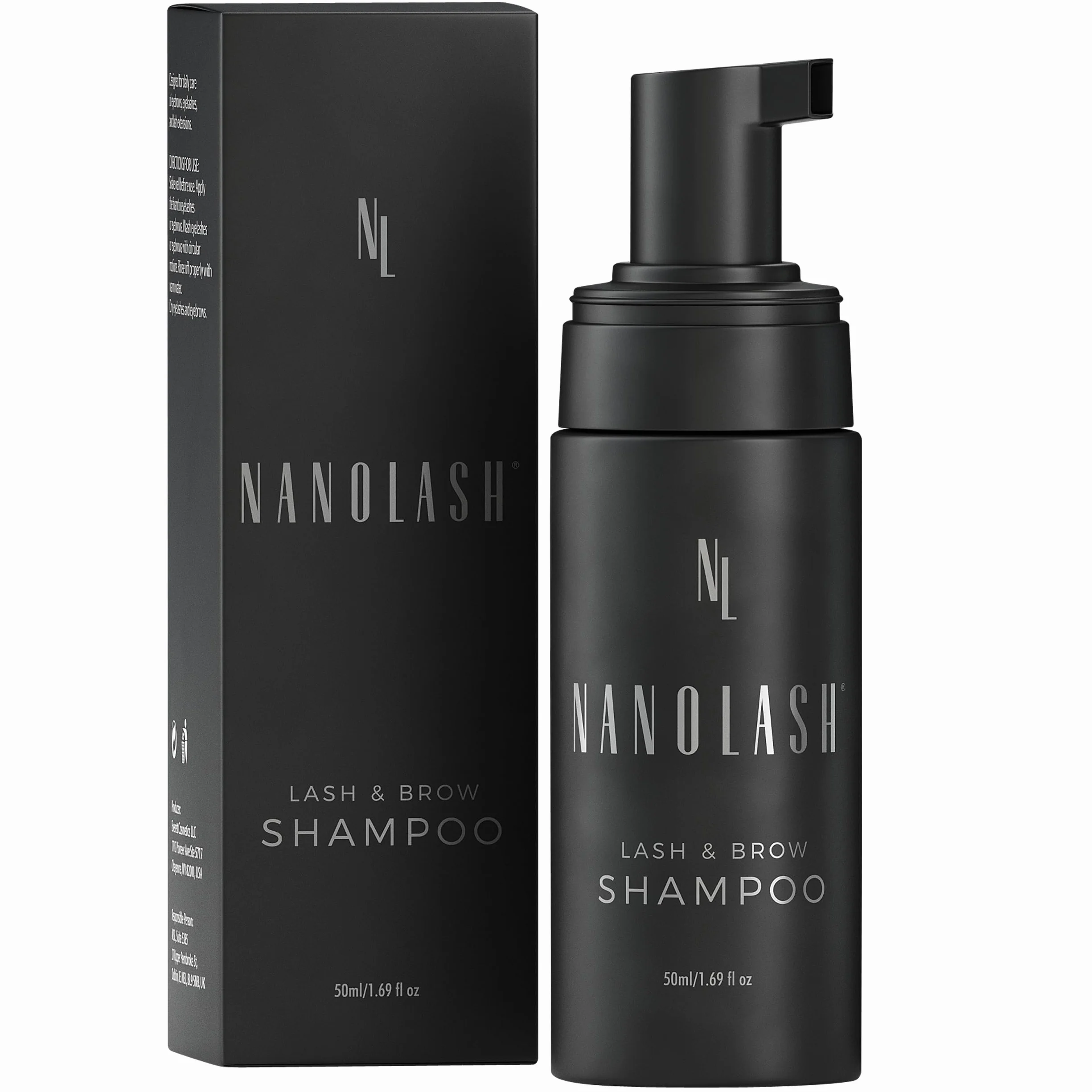 Shampoo per ciglia e sopracciglia Nanolash 50 ml - shampoo detergente per ciglia e sopracciglia, schiuma lavante ciglia e sopracciglia, shampoo extension ciglia