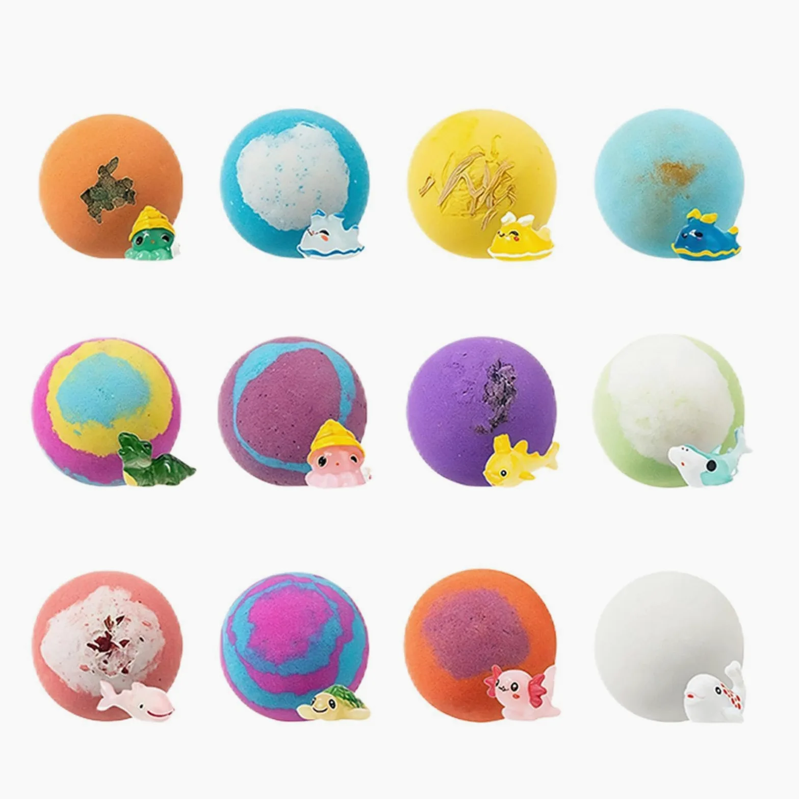 Kit di Bagno con Bombette Effervescenti Set da 12 Pezzi Variopinte | Bombette Effervescenti per Bagno per Compleanno Festa Regali Bambini Bambine Buste Regalo