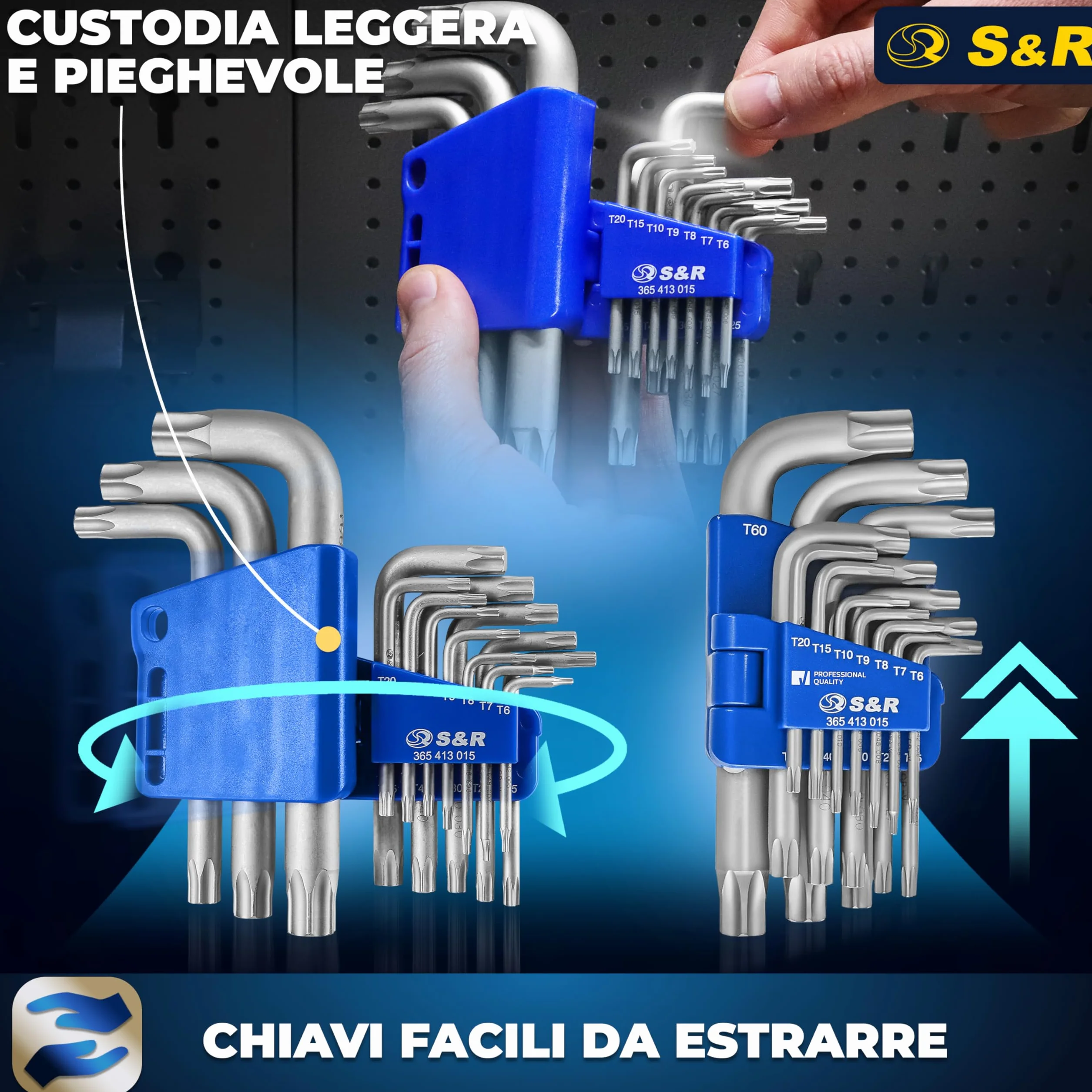 S&R Zestaw kluczy Torx i Allen 15 szt. TX6-TX60 w składanym uchwycie
