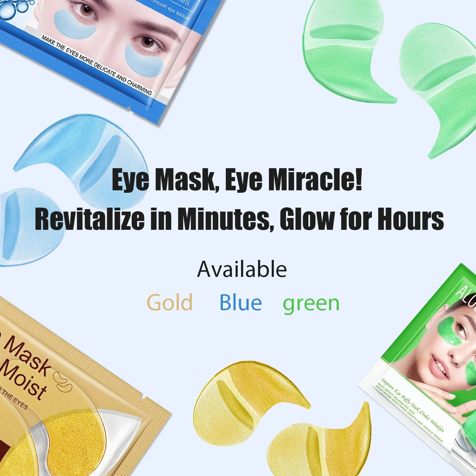 60 Pcs Maschera Occhi di Aloe Vera,Collagene Patch Occhi, Patch Occhi Antirughe Donne e Uomini, Patch Occhiaie e Borse, Rimuovi Borse e Puffiness, Contorno Occhi Idratante (verde)