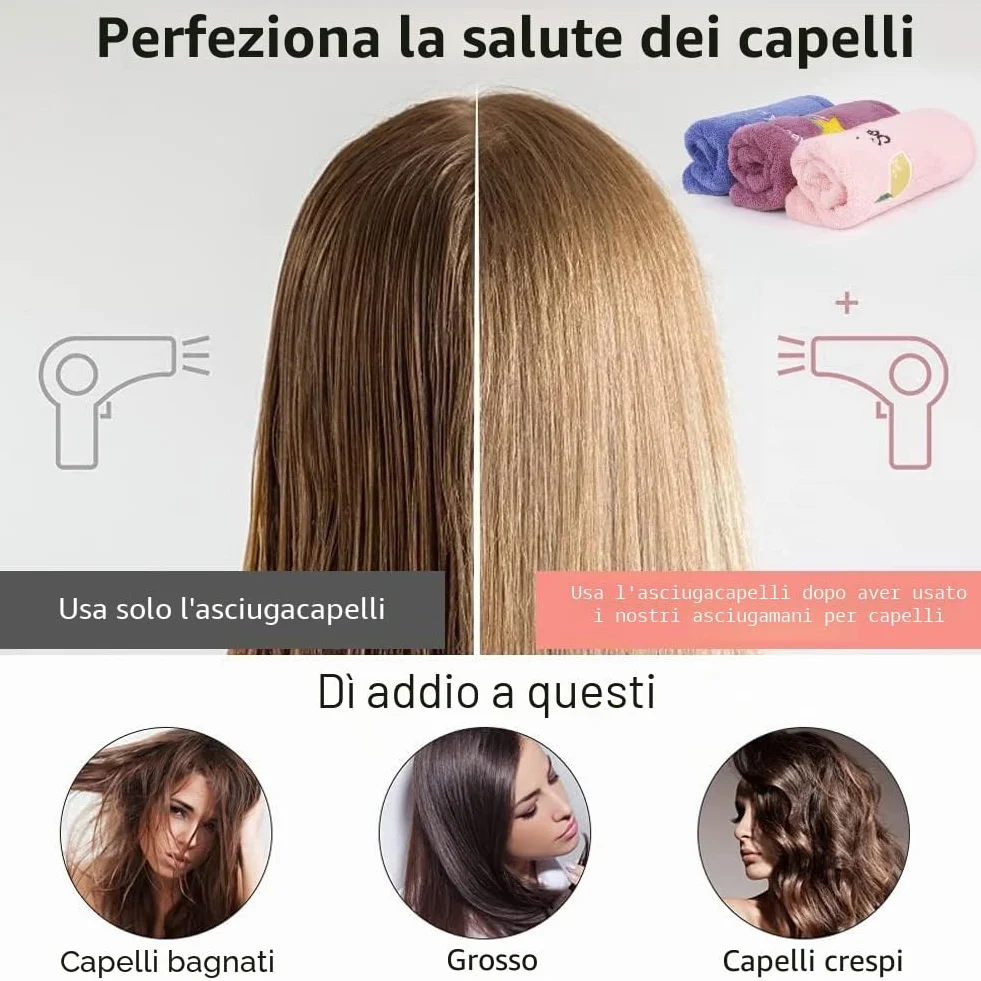 URAQT Asciugamano Microfibra Capelli, 3 Pezzi Asciugamano Capelli Turbante con Bottone, Morbido Assorbente e Asciugatura Rapida, Turbante Super Assorbente per Capelli Corti e Lunghi(Ricamato)