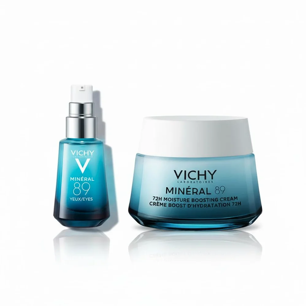 Kit Vichy Mineral Crema Idratante Leggera 72H 50ml+ Vichy Minéral 89, Gel Occhi Fortificante, 15 ml