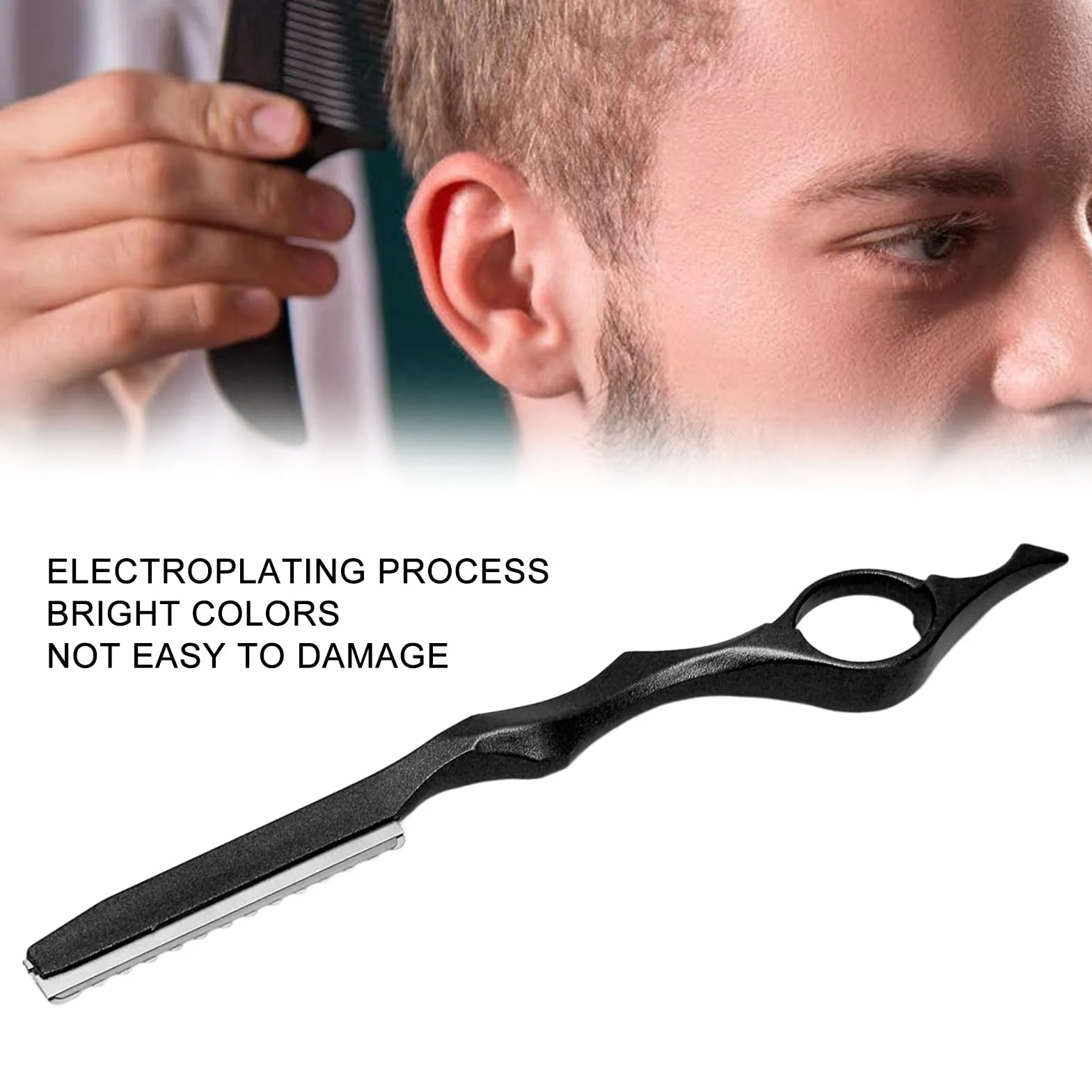 Rasoio per capelli con pettine regolabile, strumento per diradare i capelli ideale per uso domestico e in salone, nero