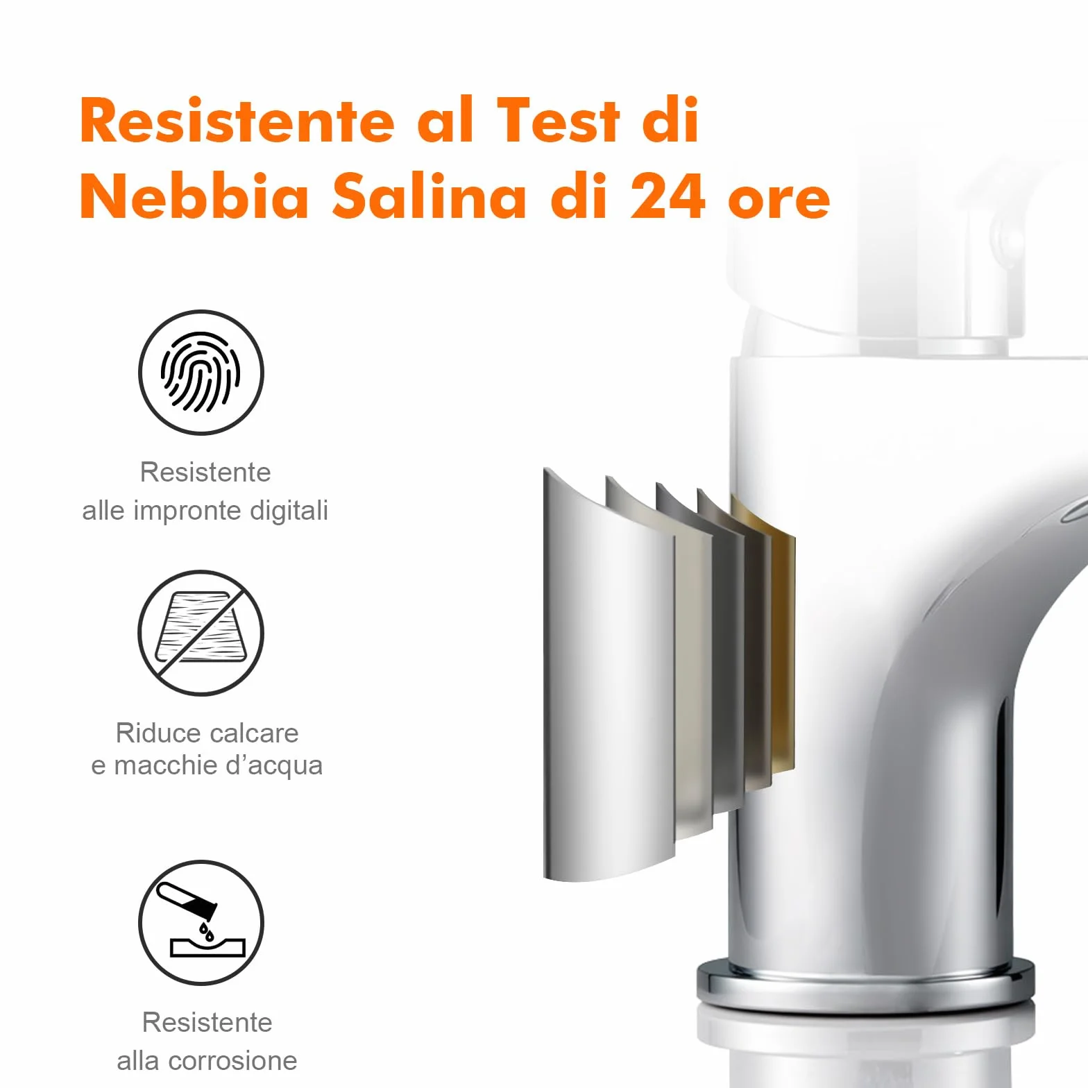 GRIFEMA Miscelatore Lavabo Bagno Monocomando G3/8 Pollici Cromo Argento