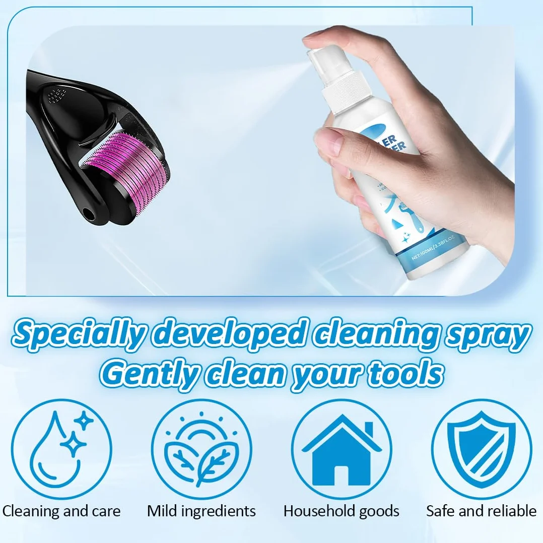1 pezzo Microneedling Viso Roller Cleaner, Derma Roller Cleaner, Spray Roller Cleaners, Adatto per Rulli, Microaghi, Derma Stamp, 100ml