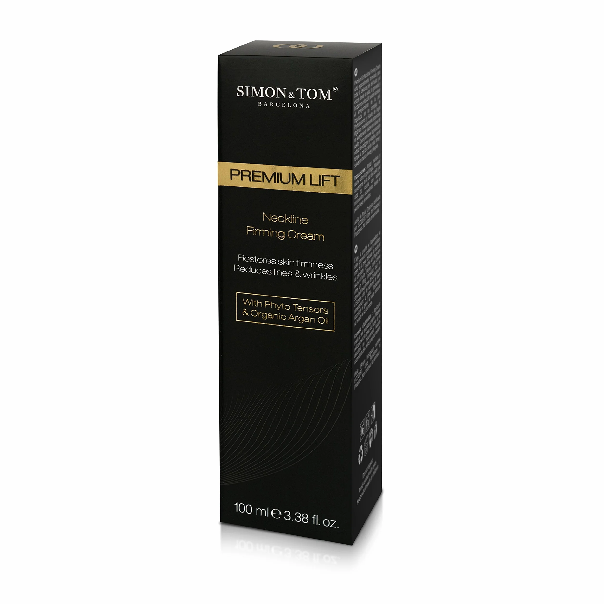 Simon&Tom Premium Lift Neckline - Crema Rassodante Collo e Décolleté con Acido Ialuronico, Fitostimolanti, olio di Argan Biologico, Antirughe, Effetto Lifting, Senza parabeni, 100 ml Made in Spain