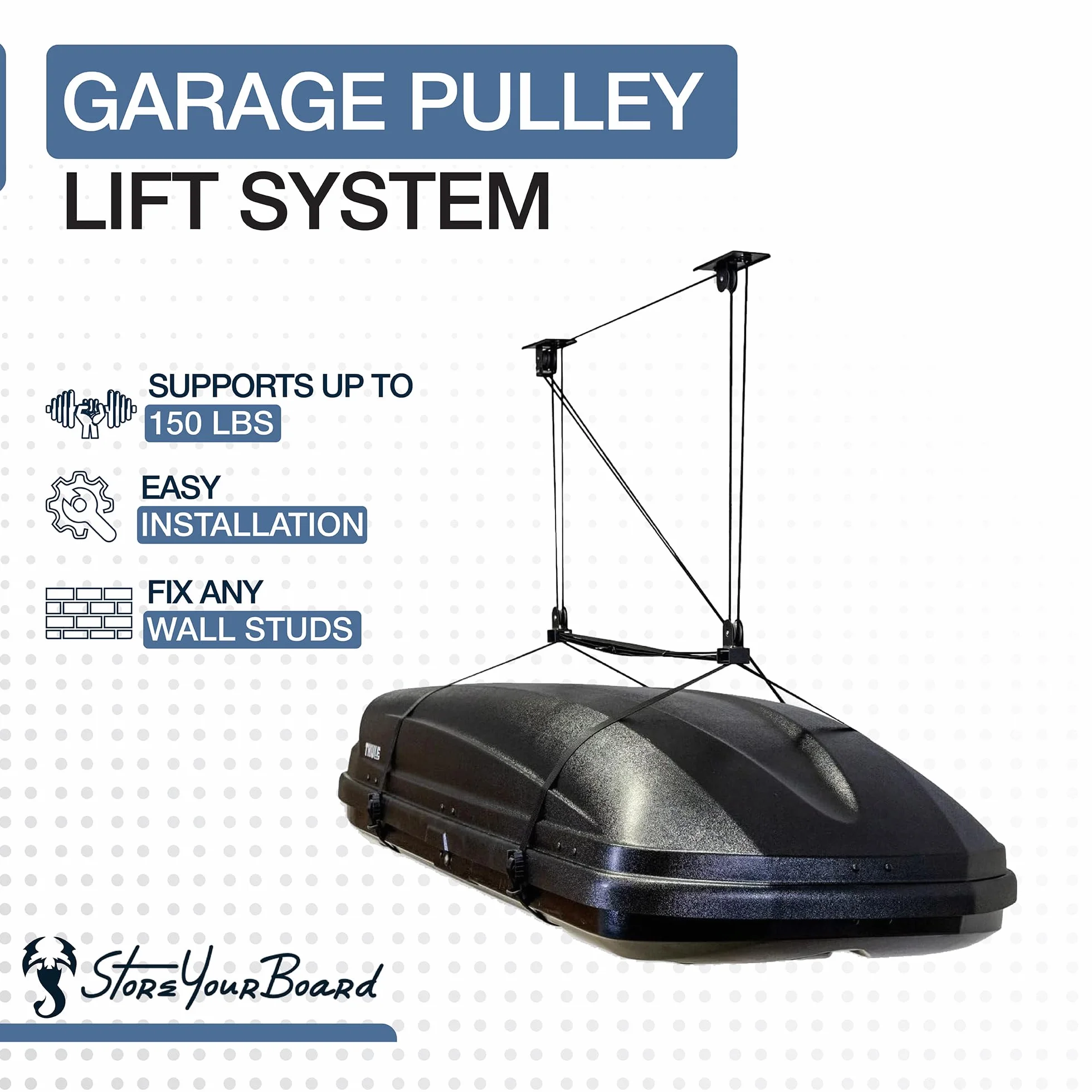 StoreYourBoard Supporto a soffitto per box da carico, sistema di sollevamento per garage 2,4-3 m