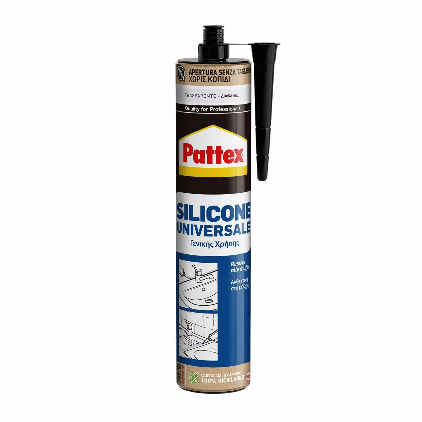 Pattex Silicone Universale Trasparente 280 ml Sigillante resistente alla Muffa