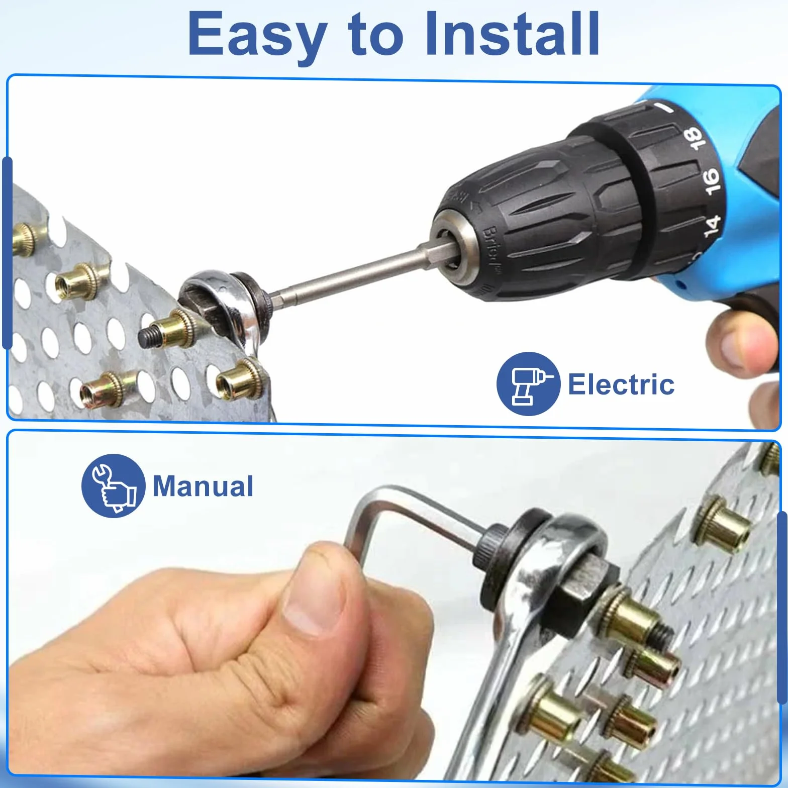 Set di pinze per dadi rivetto M3-M10, 6 pezzi con 60 dadi, strumento manuale