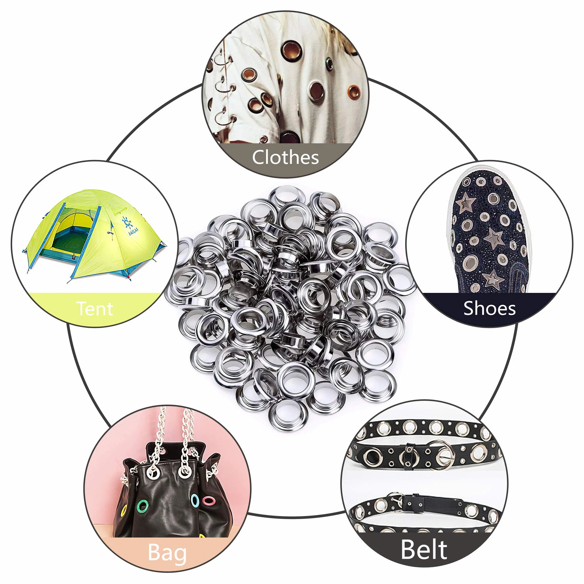 Occhiello Grommet Kit Professionale 12mm Rondelle Metallici per Scarpe Borse Abbigliamento Teloni