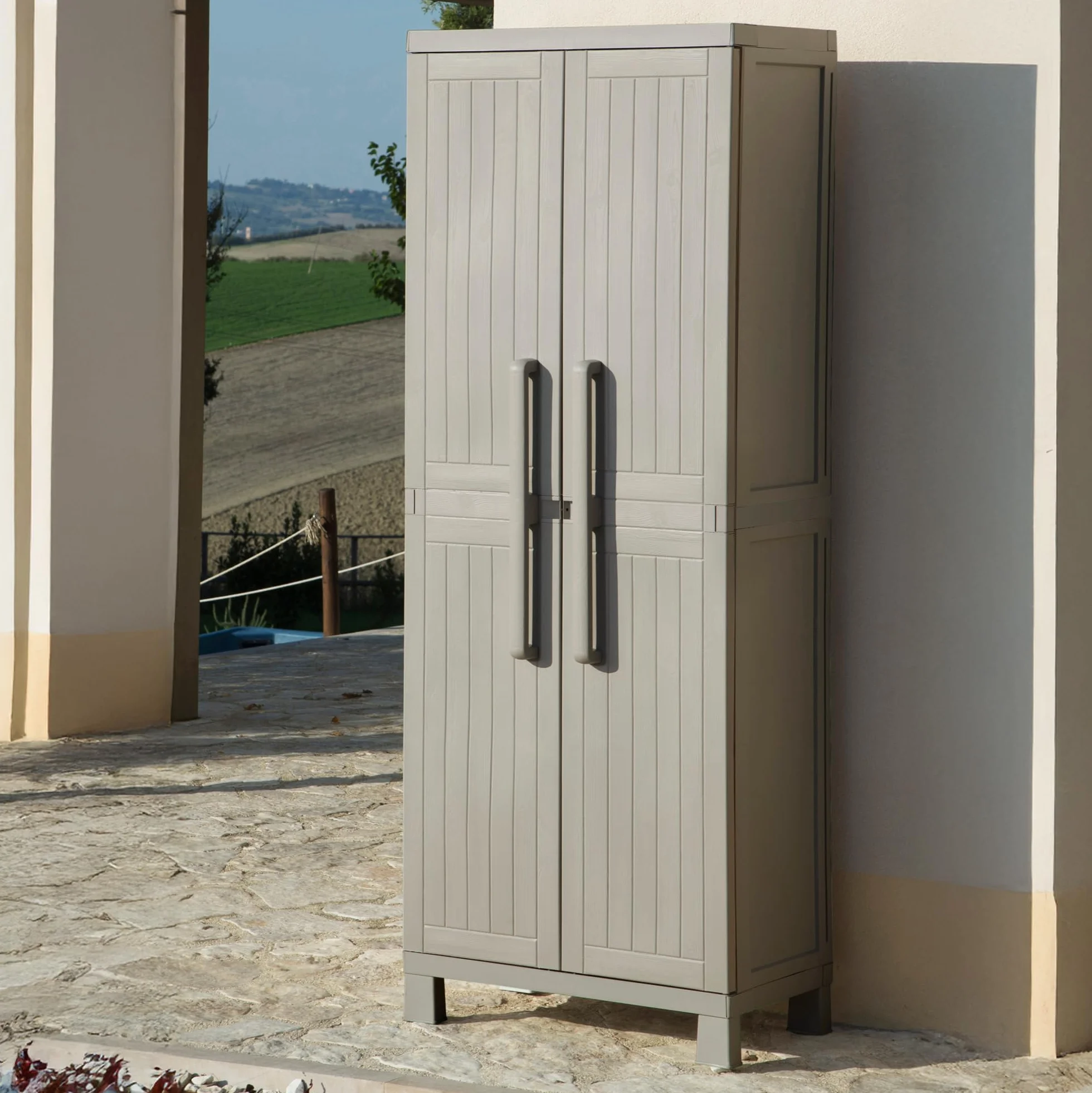 TOOMAX Armadio Portascope Wood Midi 65x37x173h cm plastica grigio tortora 4 ripiani regolabili piedini