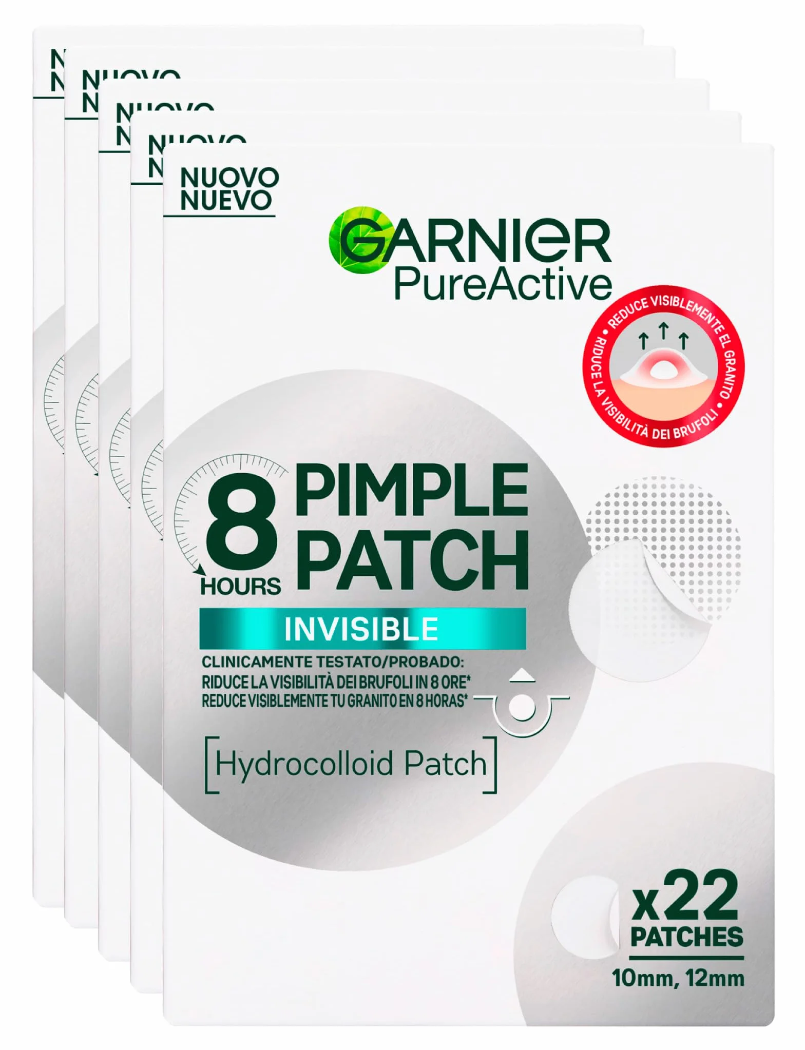 Garnier PureActive Pimple Patch Cerotti Idrocolloidali Invisibili Imperfezioni Ridotte Brufoli Meno Visibili in 8 Ore Assorbe il Sebo in Eccesso Ultra-Sottile in Due Misure - 110 Patch