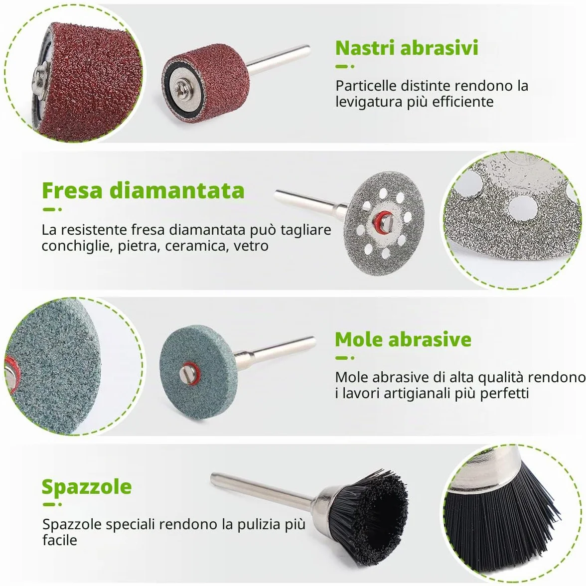 Huepar 510 pezzi Accessori per Utensili Rotanti con gambo da 3,2 mm Montaggio Universale