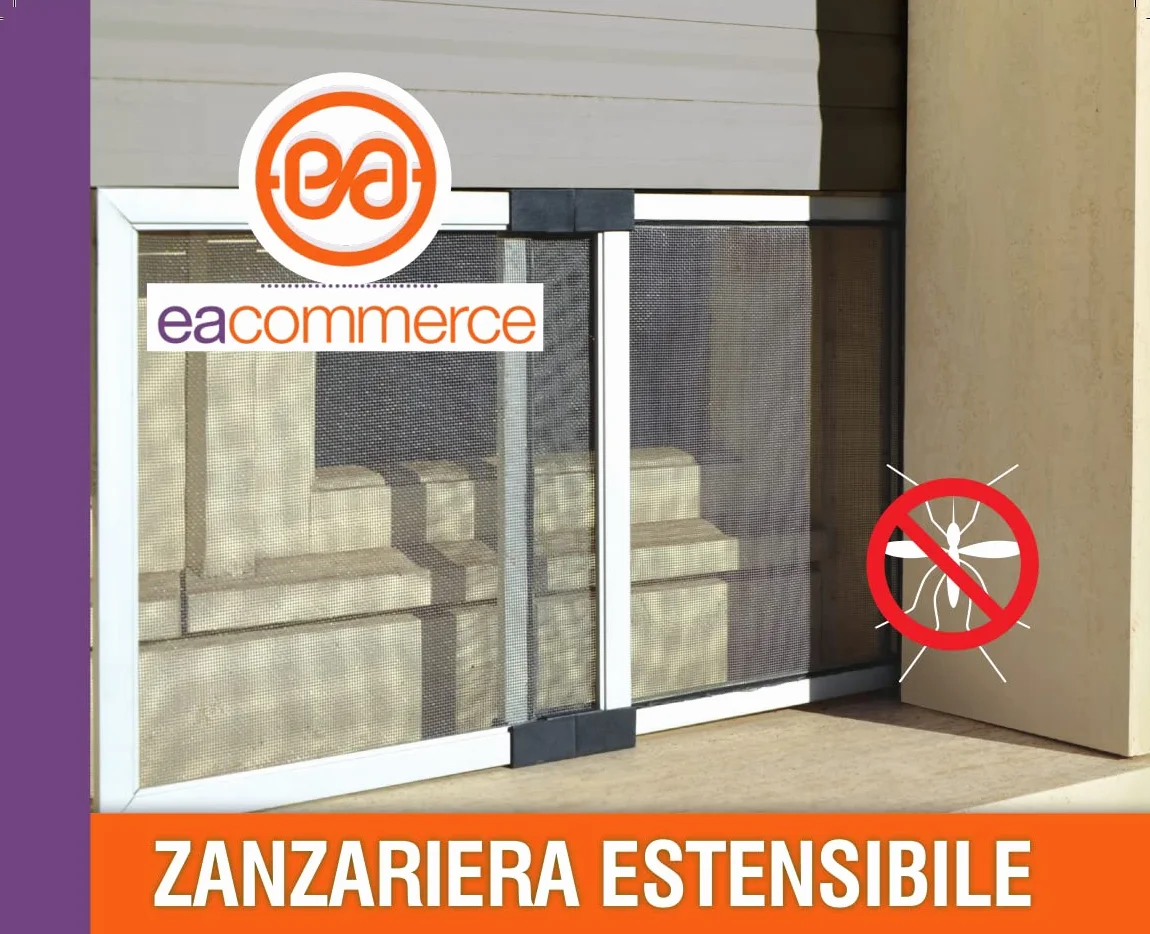 Zanzariera Estensibile in Fibra di Vetro con Telaio in Alluminio Silver H50x70/132 cm per Finestre