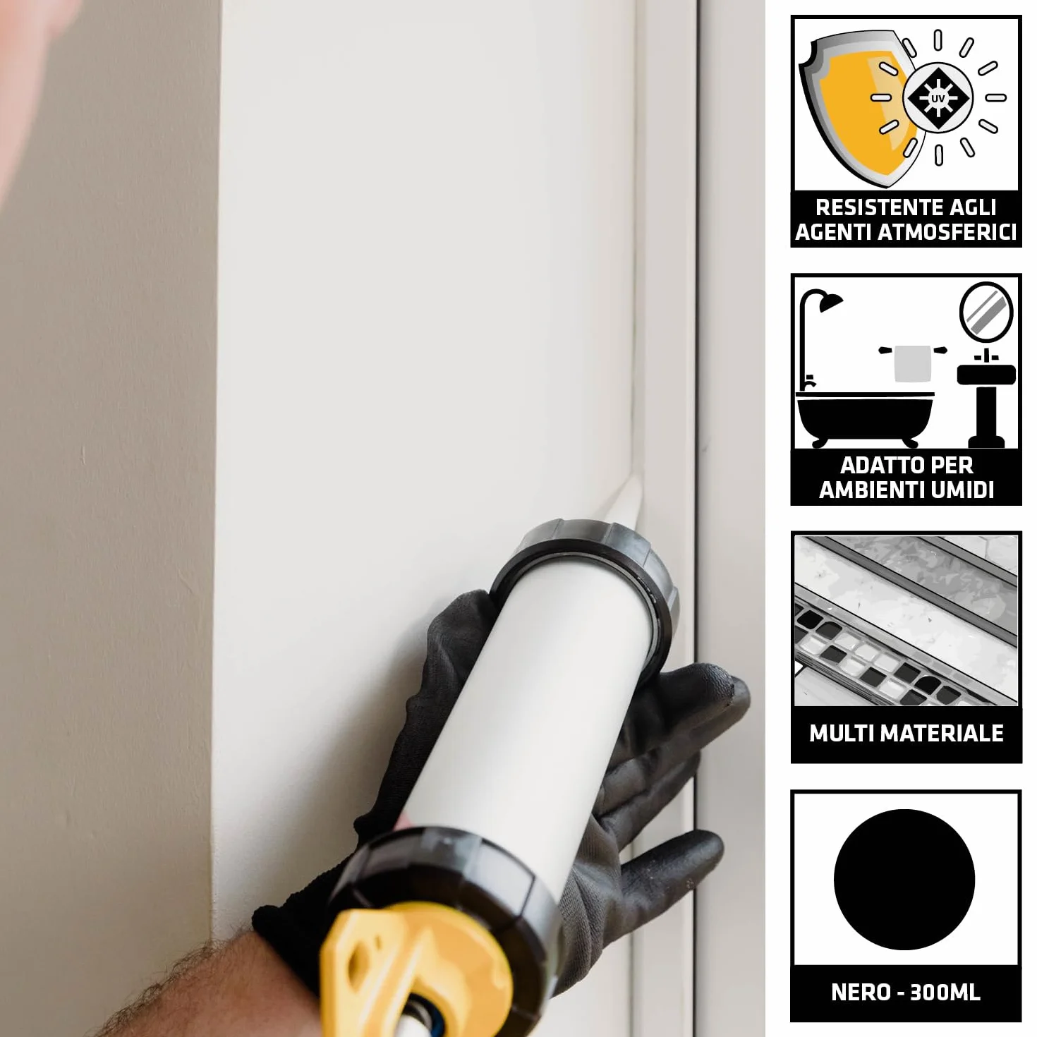 SIKA SikaSeal-174 Construction Silicone neutro Nero 300ml Antimuffa UV