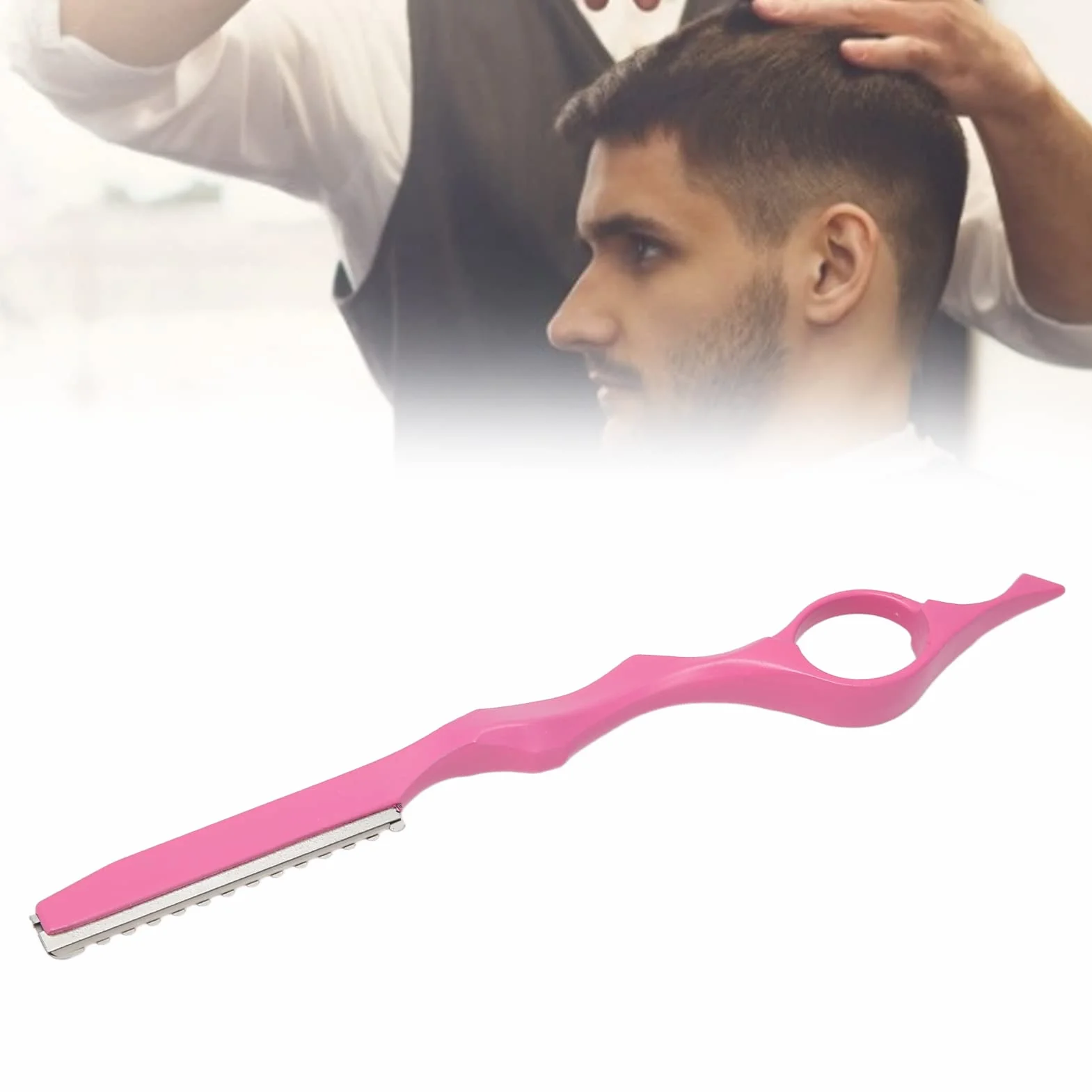 Naroote Rasoio per Sfoltire i Capelli, Rasoio Tagliacapelli Professionale Lame Affilate Rosa per Uomo