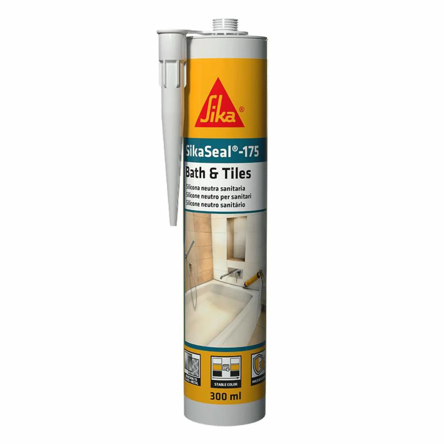 SIKA SikaSeal-175 Silicone per sanitari e piastelle Bianco 300ml Impermeabile Antimuffa