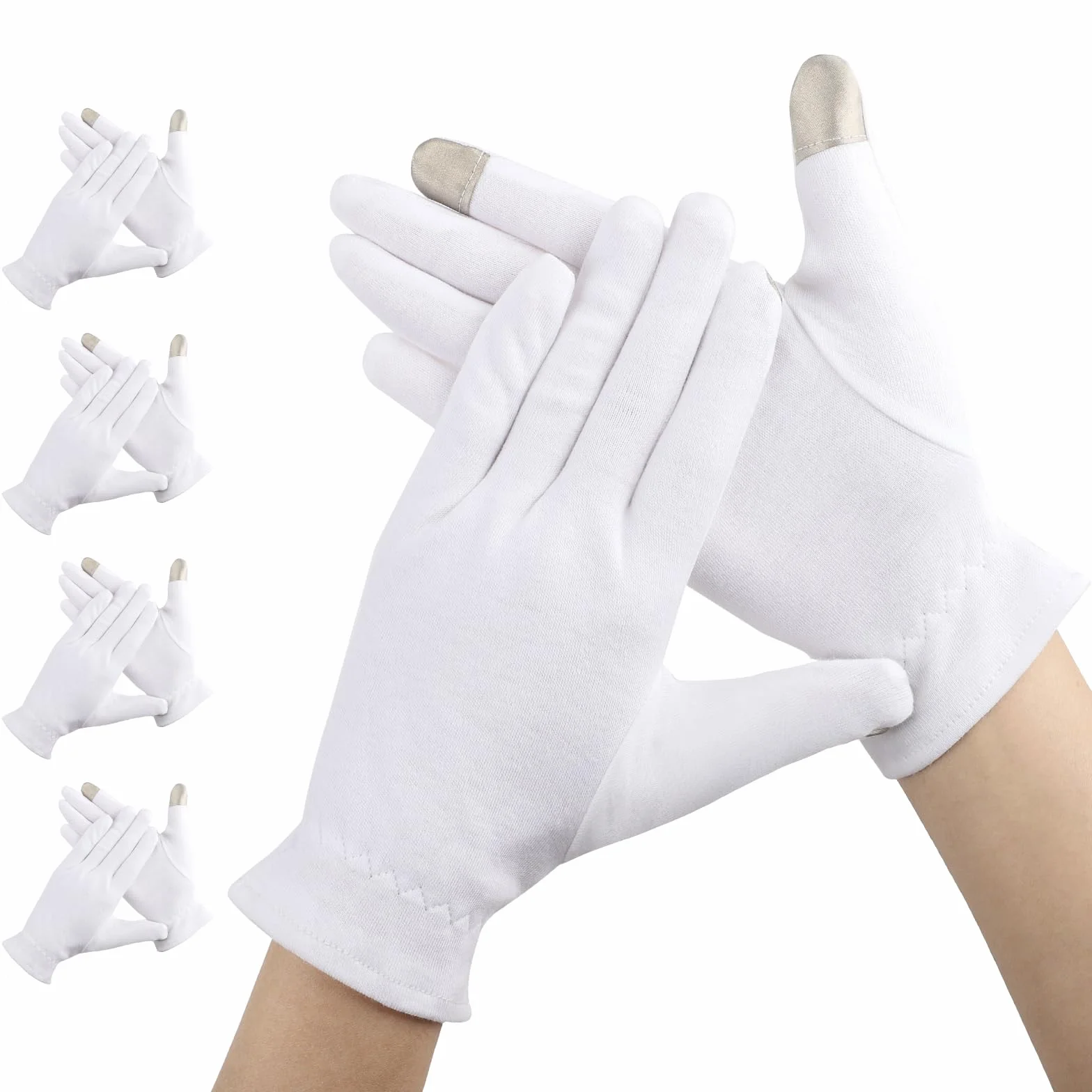 Segbeauty Guanti Cotone, 4 Paia Guanti Idratanti di Touch Screen, per Dermatiti, Crema Mani Notte, Morbidi e Riutilizzabili, Donne e Uomini (M)