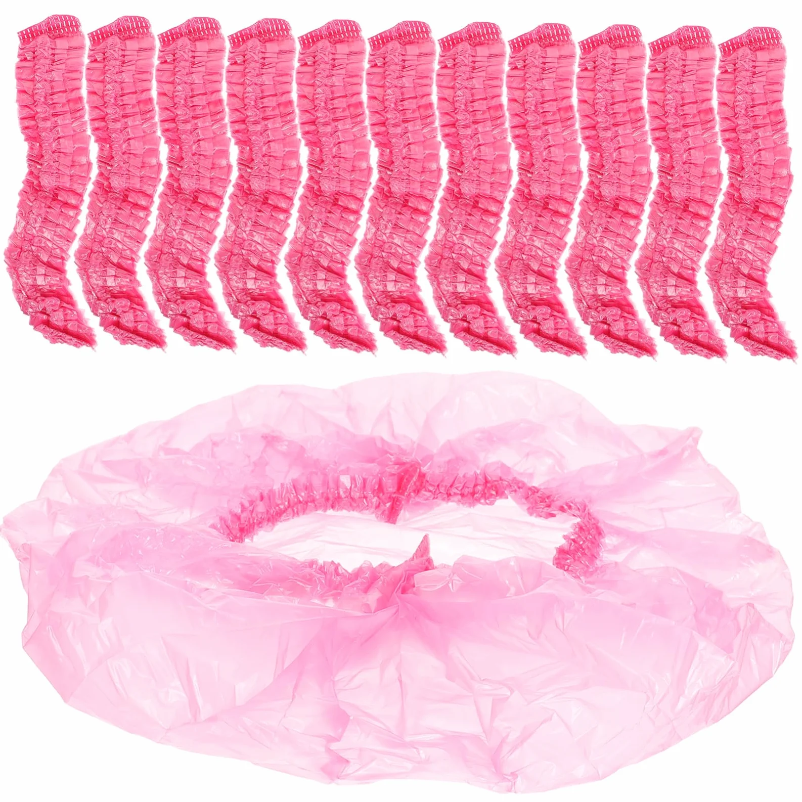 Cuffie da Doccia Usa e Getta per Donne 500 Pezzi Grande 44 Cm Elastiche Impermeabili per Chioma Lunghi Bagno Spa Cucina Viaggi