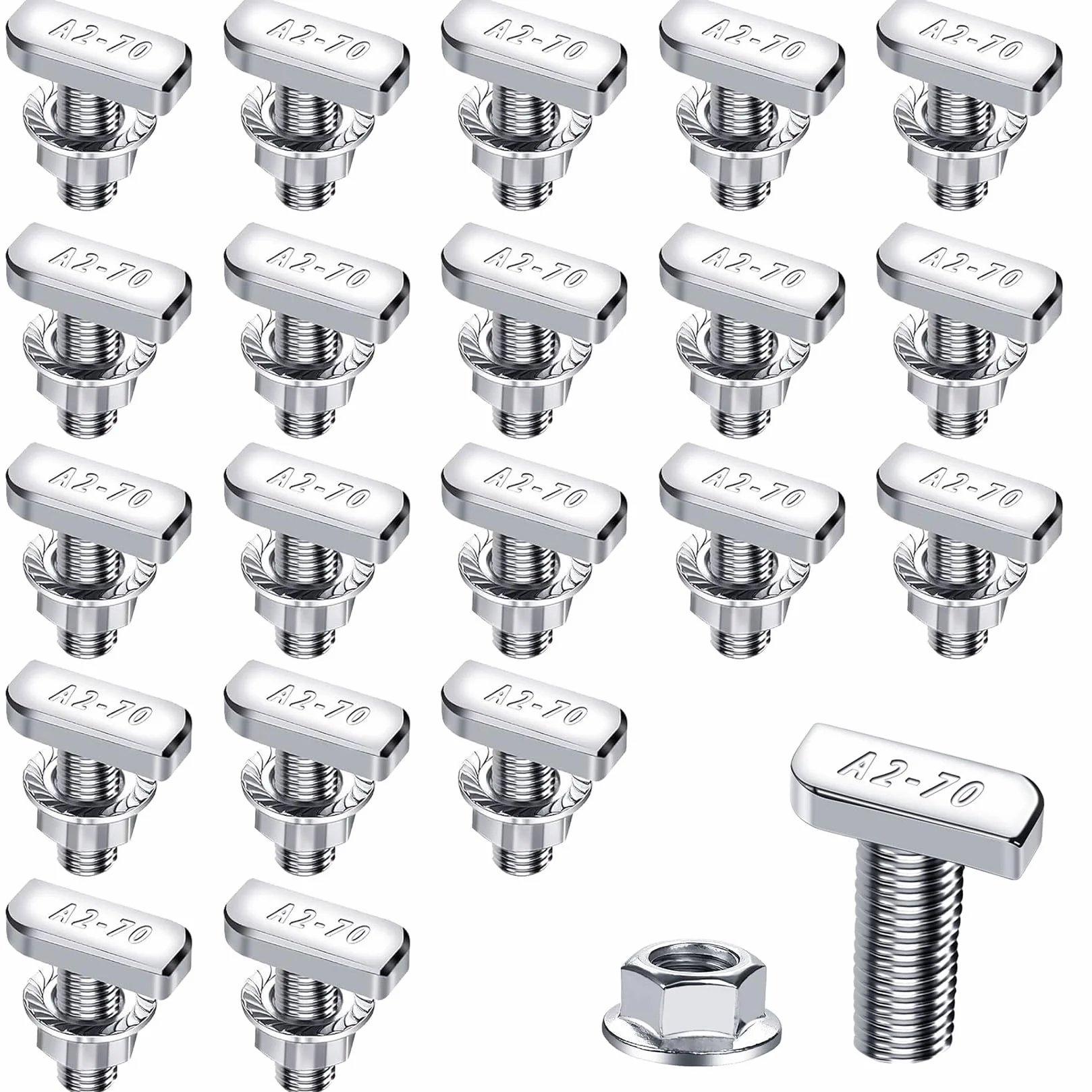 Viti a Testa di Martello M8x20mm Acciaio Inossidabile Dadi Flangiati M8 per Guide di Montaggio Solari Fotovoltaiche