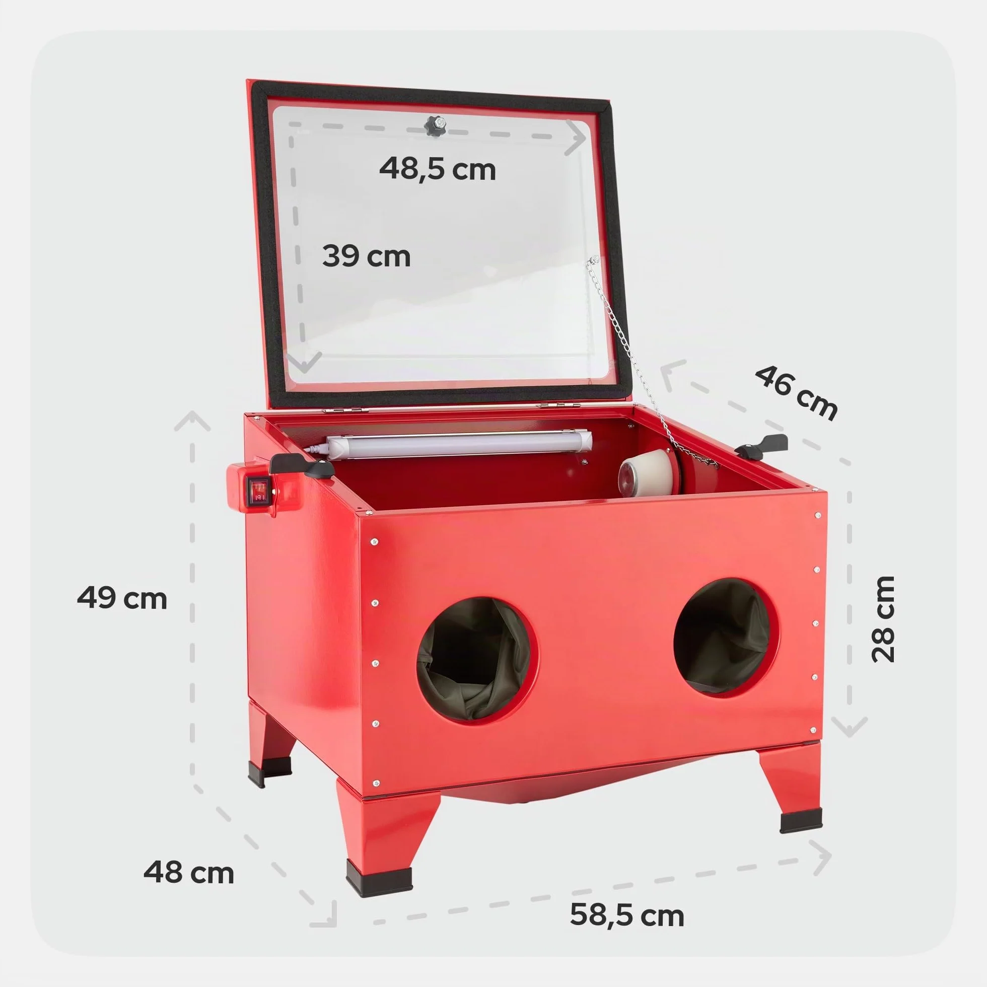 Arebos Cabina sabbiatrice 90 litri Sabbiatrice pistola getto 4 ugelli ceramica