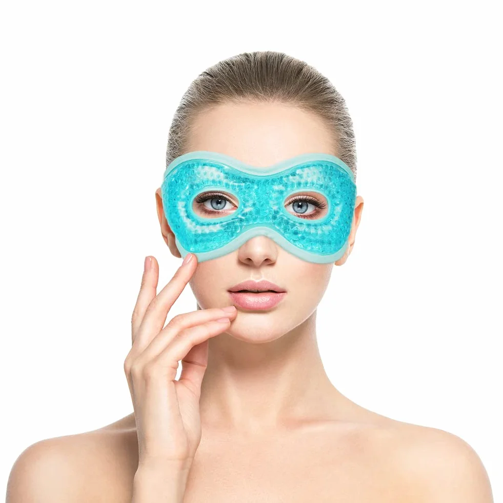 ACWOO Maschera per Occhi, Maschera Occhi Freddo Riutilizzabile, Maschera Ghiaccio Occhi a Caldo e a Freddo per Occhi Gonfi, Occhi Stanchi, Mal di Testa, Hangover, Emicrania (A-blu)