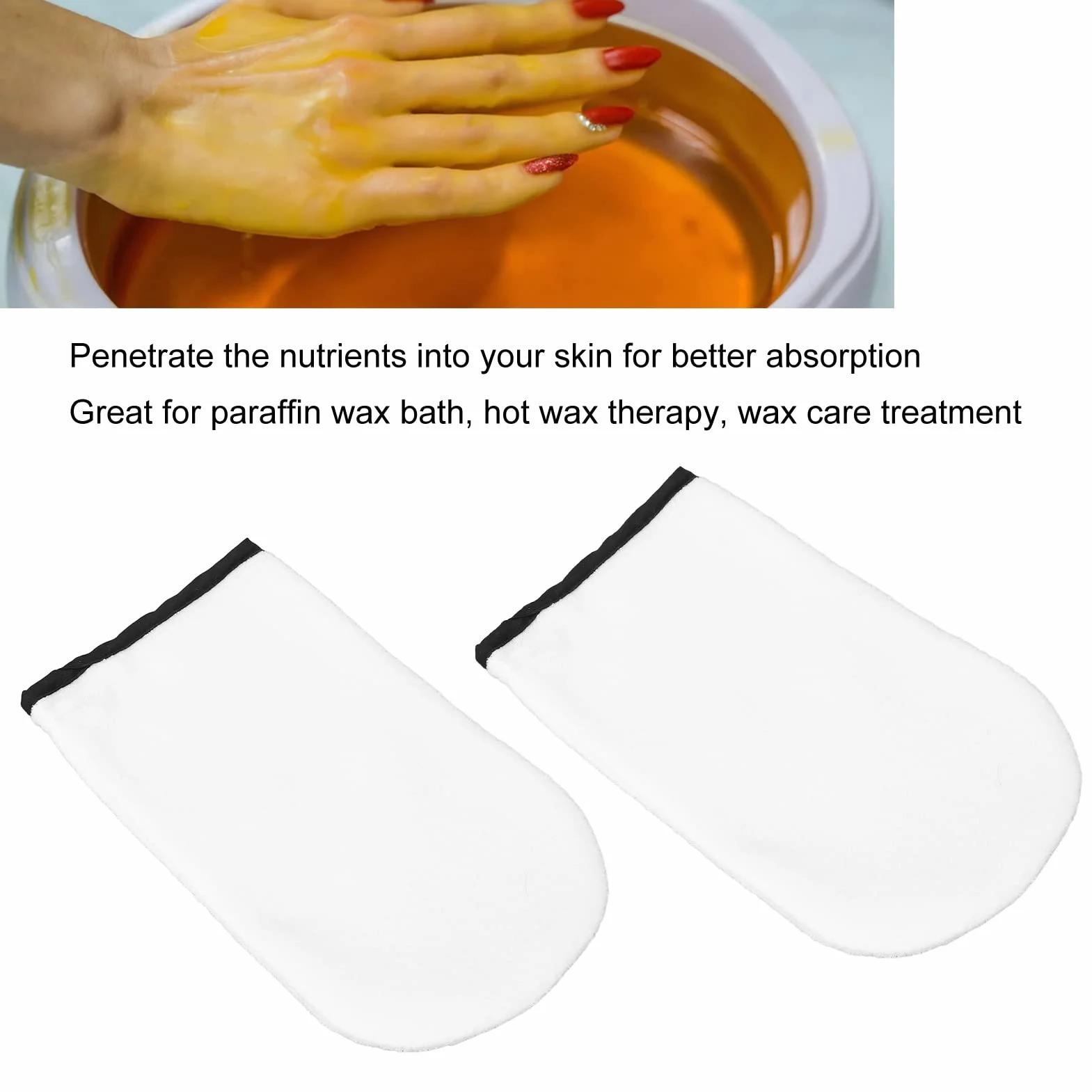 Guanti Per Terapia di Paraffina, Guanti di Cera di Paraffina 2 Pezzi in Puro Cotone Che Promuovono L'assorbimento Guanti Spa Per Terapia Manuale con Cera Calda Bianchi