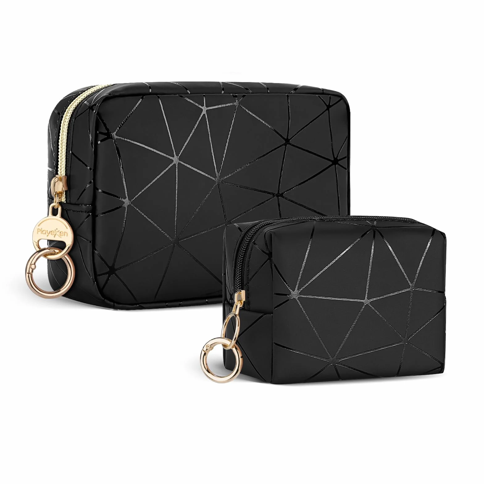 2 Pezzi Porta Trucchi Piccolo da Borsetta Pochette Piccola per Trucco Avec Mini Trousse per Rossetto Multifunzionale Portatile Mini Borsa Porta Trucchi Impermeabile Idee Regalo Ragazza(Nero)