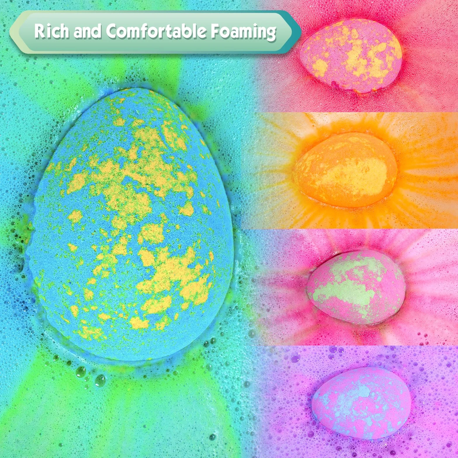Aofmee Bombe da Bagno Bambini Con Sorpresa Dinosauri - Set Regalo 8 Pezzi, Bagnoschiuma Naturale per Ragazzi e Ragazze, Rilassante per Vasca, Idea Regalo per Pasqua, Natale, San Valentino, Compleanno