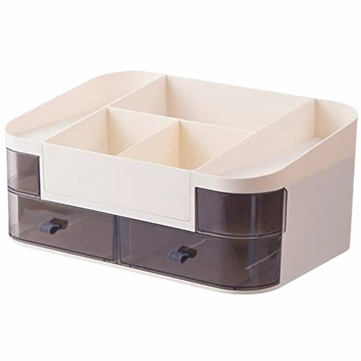 Porta Trucchi,Toeletta Scatola Portaoggetti Multifunzionale per Cosmetici, Rossetti E Prodotti per La Cura della Pelle, Grande capacità, Stile Cassetto Multifunzione(Beige)