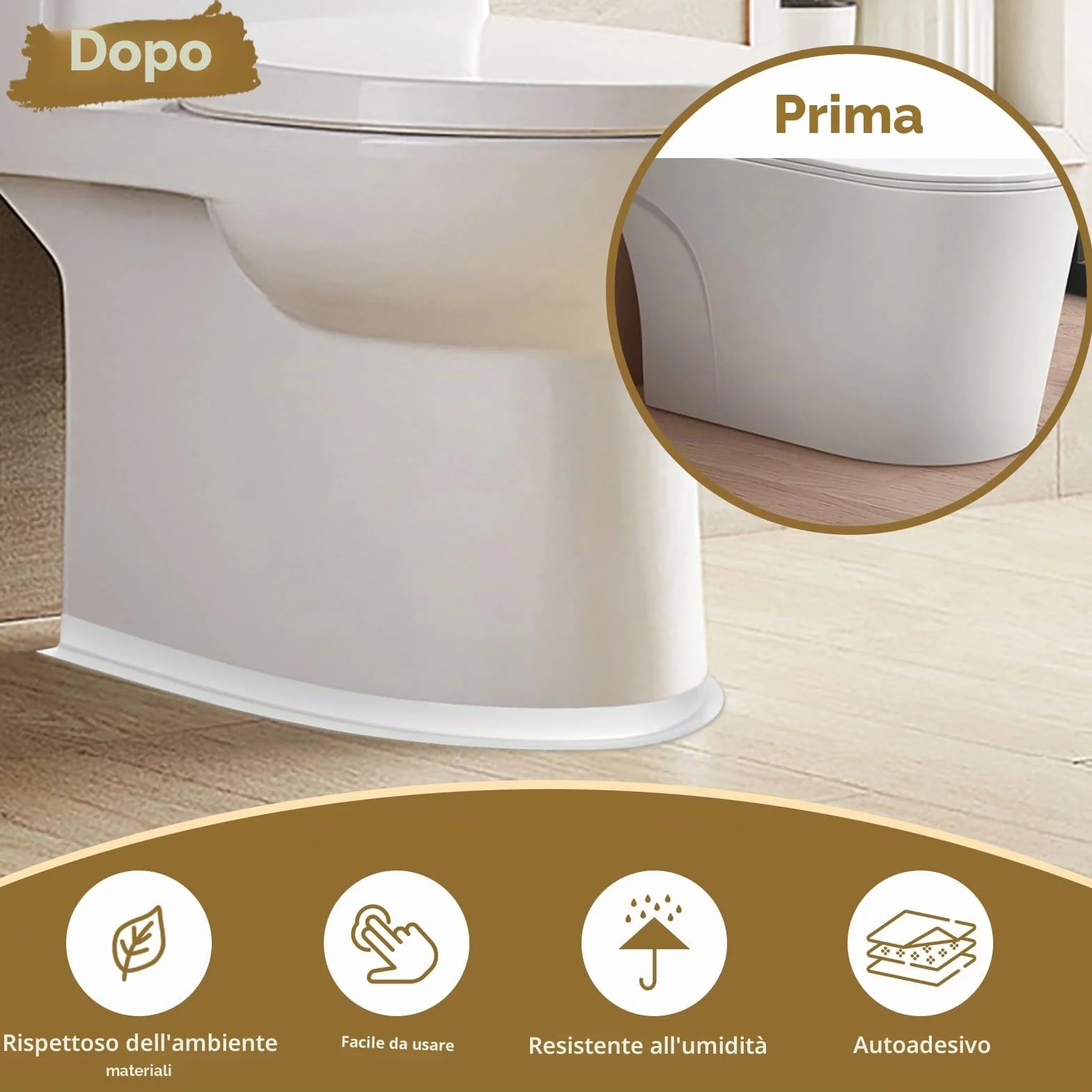 Nastro Sigillante Impermeabile Autoadesivo in PVC per Piatto Doccia Vasca Bagno Cucina Bianco 3,8 cm x 3,2 m