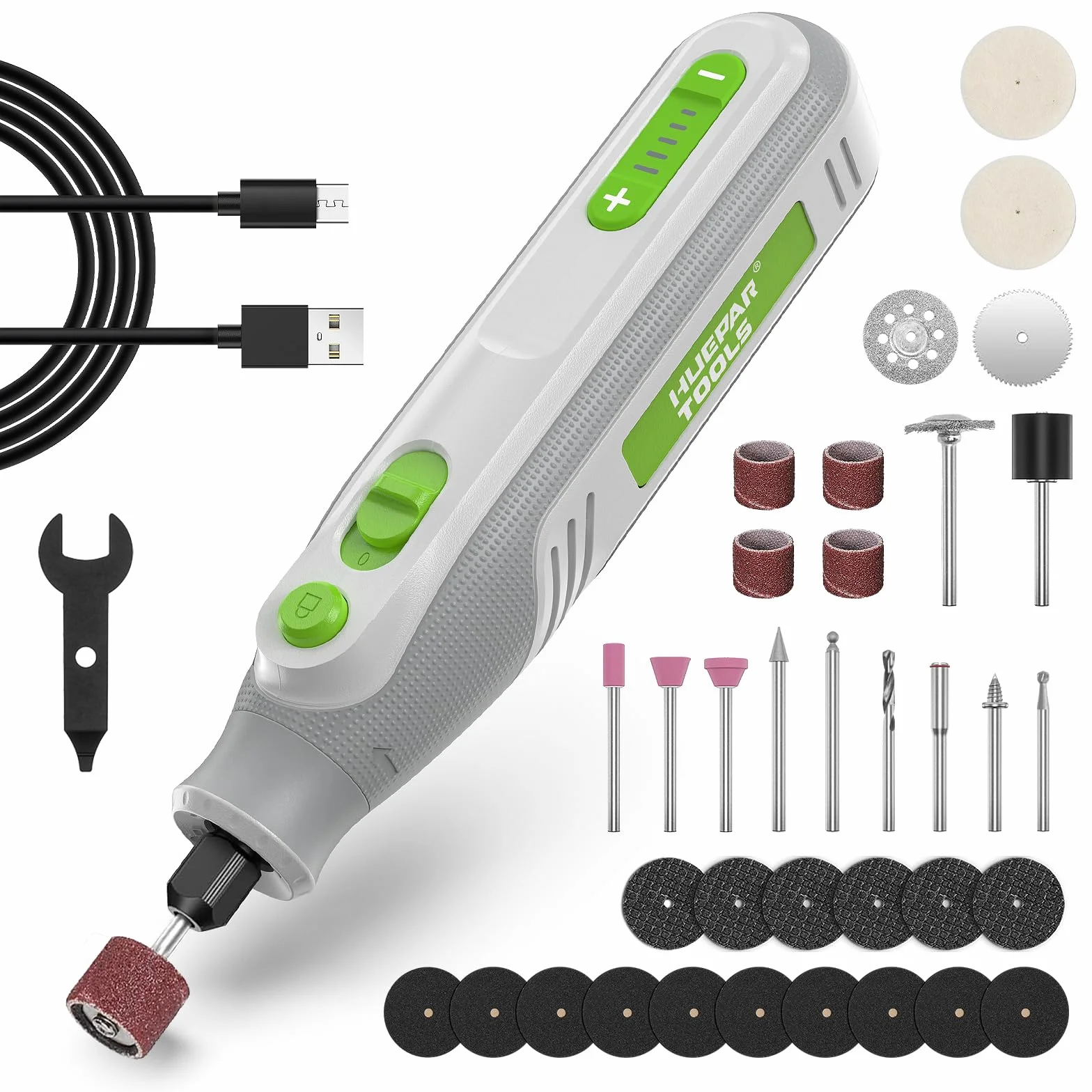Huepar Tool Mini Trapano 4V MAX Utensile Multifunzione a batteria 51 Accessori Strumenti Rotativi 5 Marce 5000-25000 giri/min