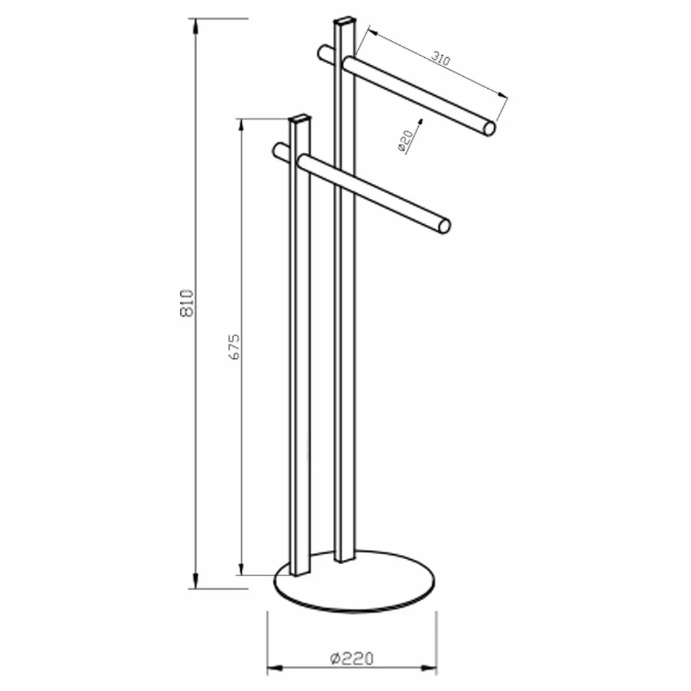 Piantana Asciugamani Bagno Bianca, 22x31xh.81 cm, Base Tonda, Bracci in Legno di Bamboo