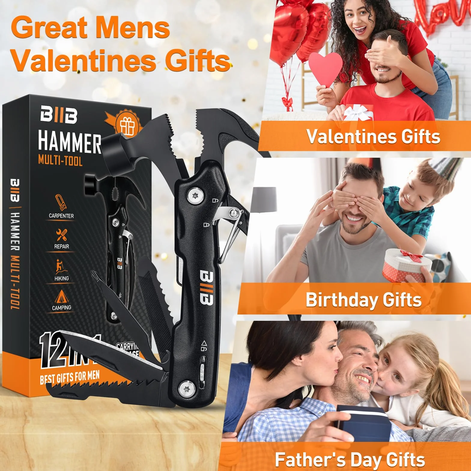 BIIB 12 in 1 Multitool Gadget Utili, Regalo Uomo Compleanno, Attrezzo Multifunzione