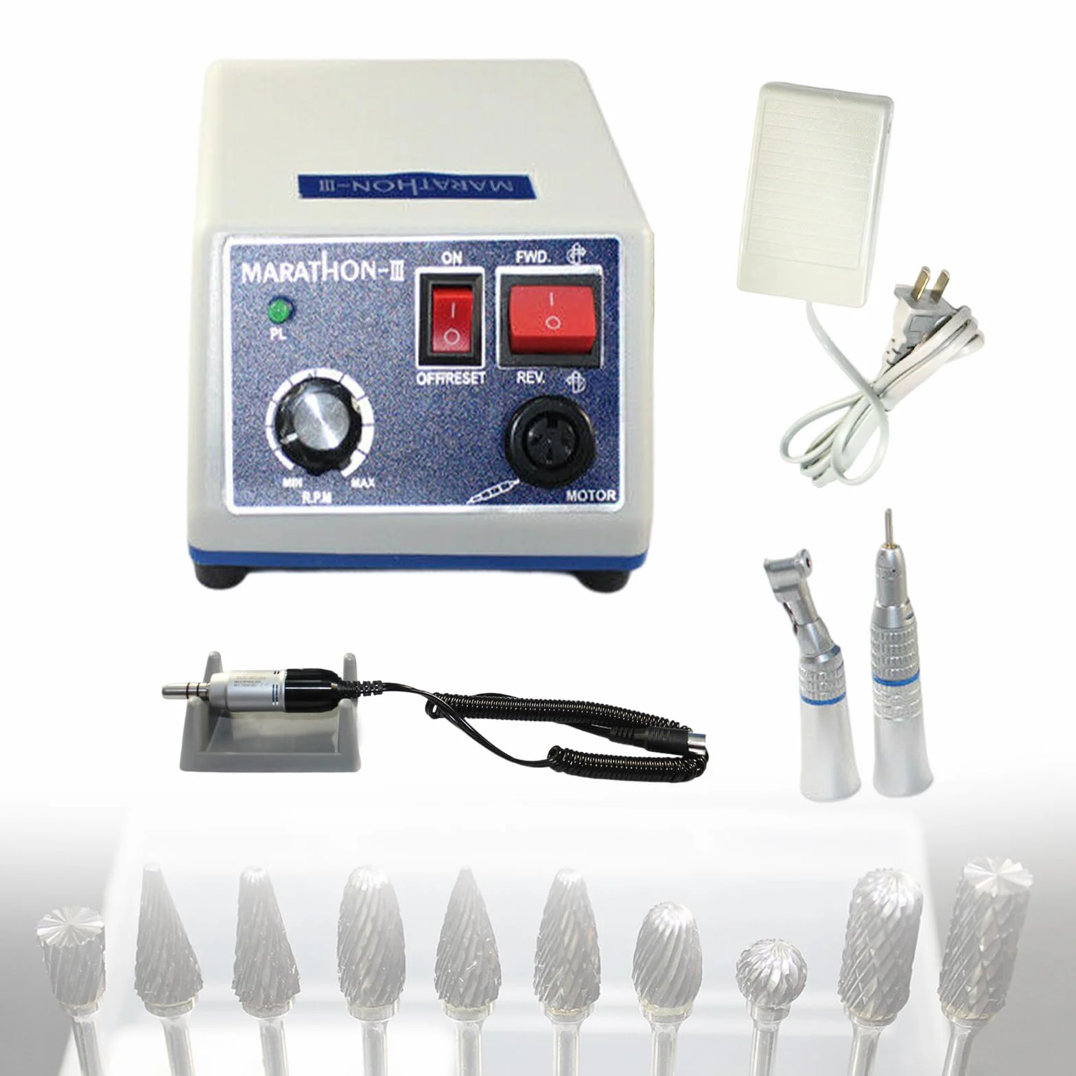 Laboratorio Micromotore Elettrico 0-35000 Giri/min Rettifica Regolabile Lucidatura Portatile con Lucidatrice +2 Teste +10 Fresas Carburo