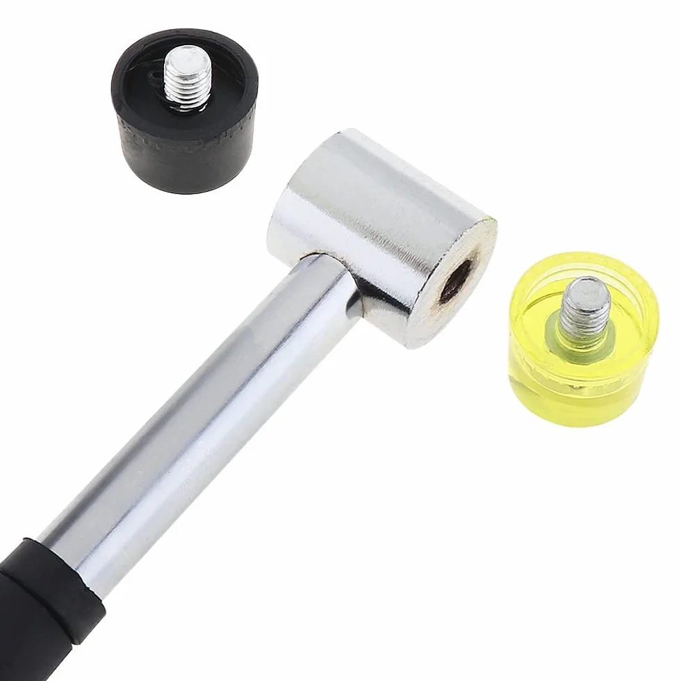 Martello Antirimbalzo Gomma Doppio Lavoro Nylon Testa Rotonda Impugnatura Antiscivolo 25mm