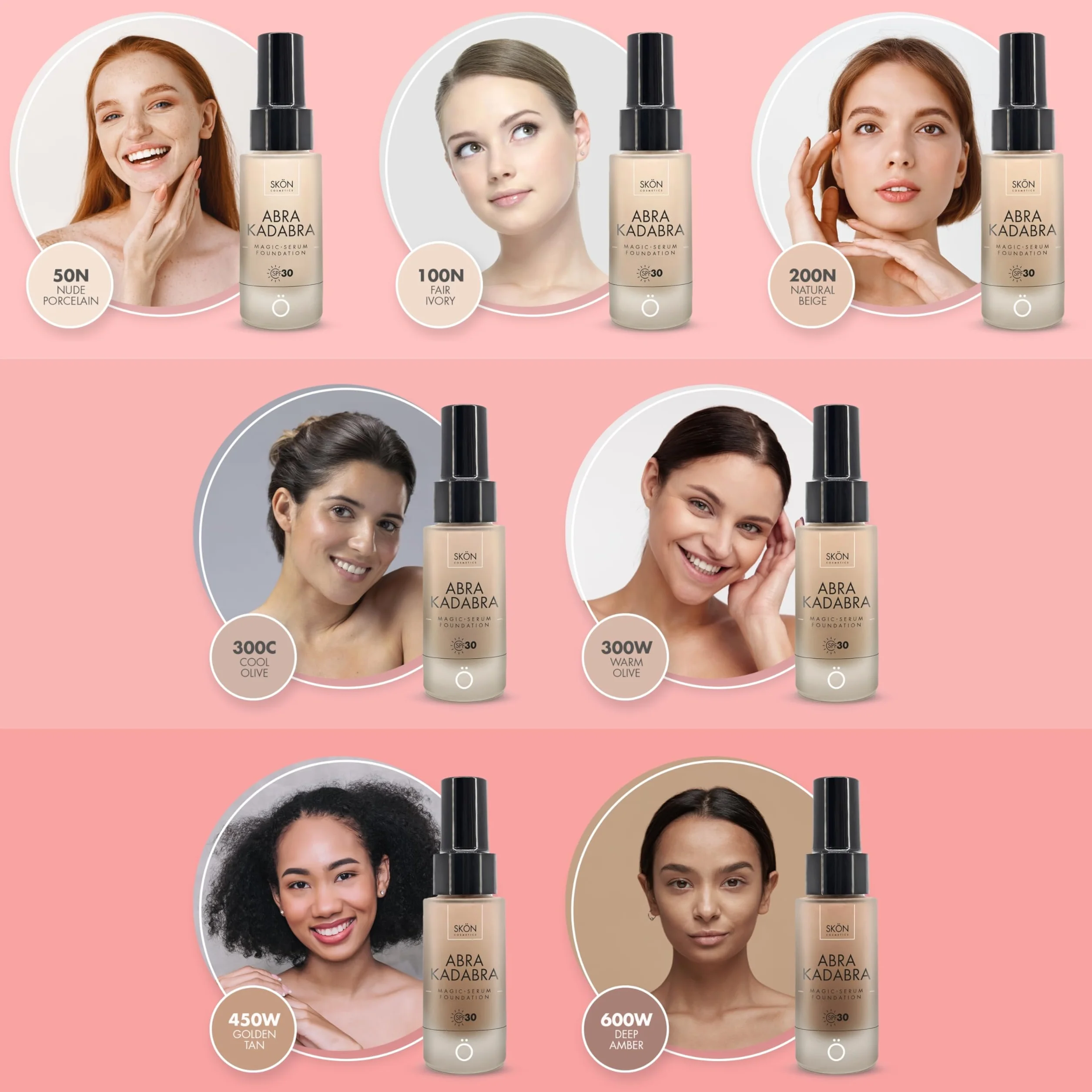 Skön Abrakadabra Glow - Siero Fondotinta con Protezione Solare SPF30, Siero Viso Acido Ialuronico con Olio di Cocco e Vitamina E per Incarnato Uniforme e Luminoso - per Tutti i Tipi di Pelle, 30 ml