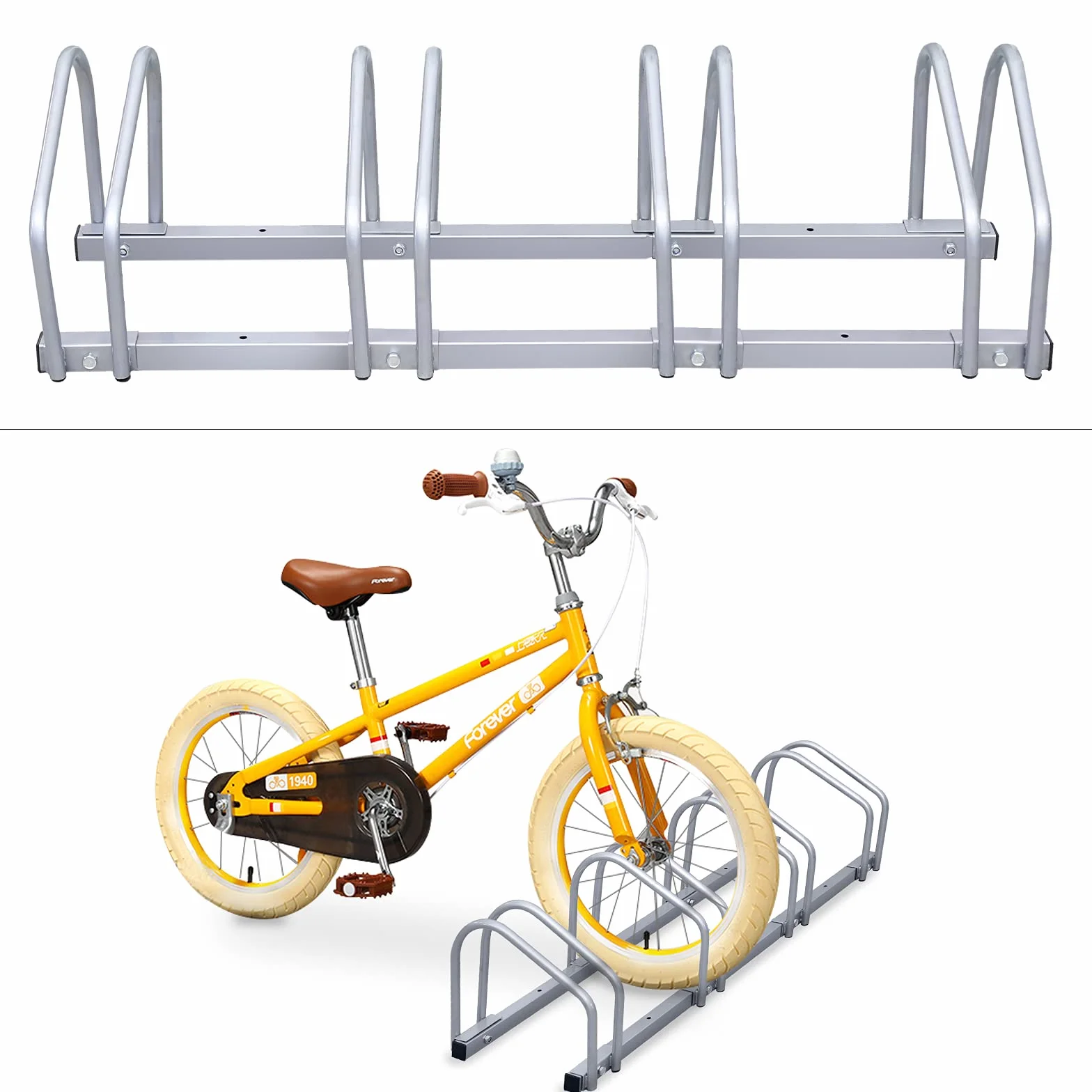 Portabici da terra in metallo per 4 biciclette, portabici a sospensione per mountain bike