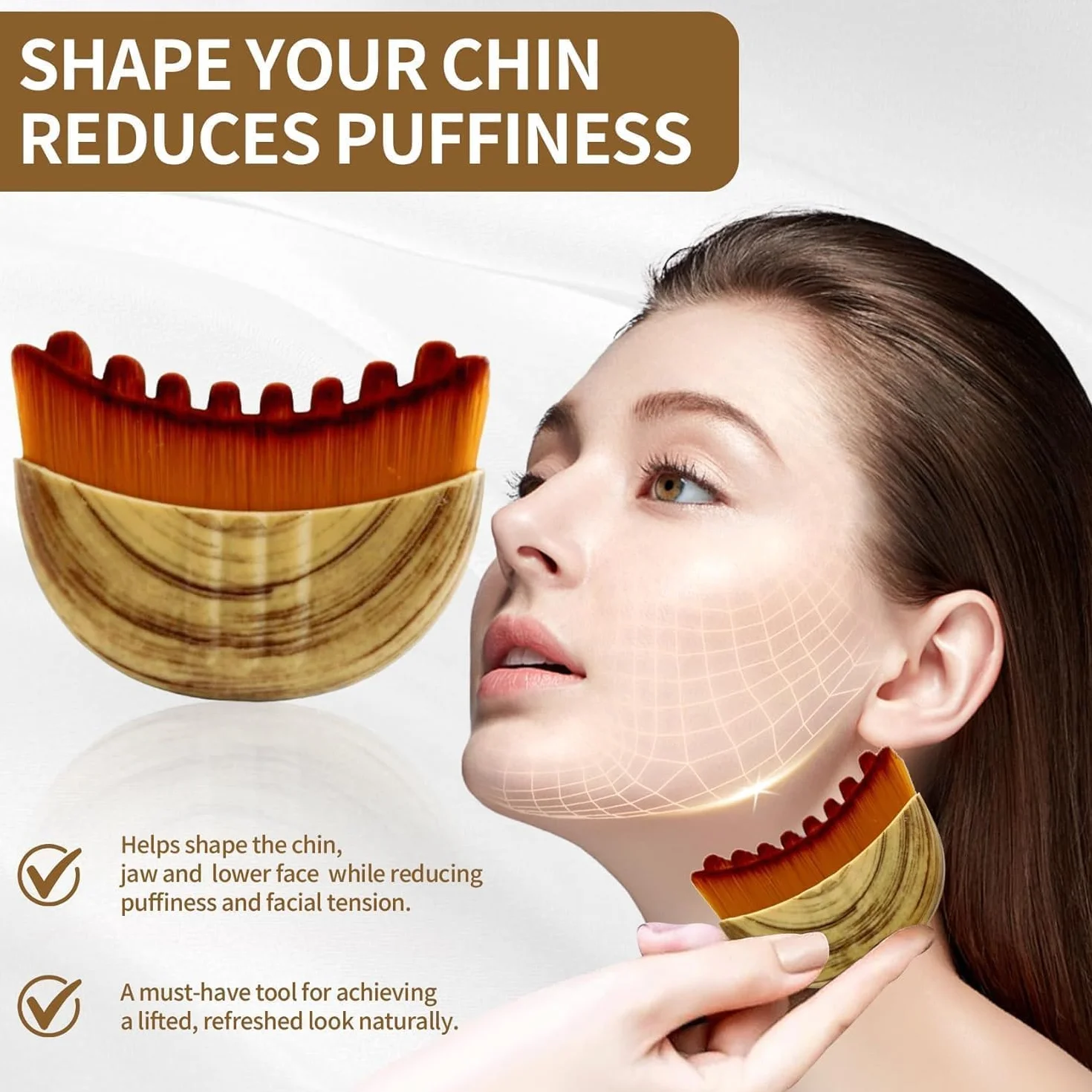 Spazzola per Massaggio Linfatico Viso, Lymphatic Face Brush con Coperchio, Spazzola Viso a Secco Setole Naturali, con Delicata Esfoliazione e Luminosità