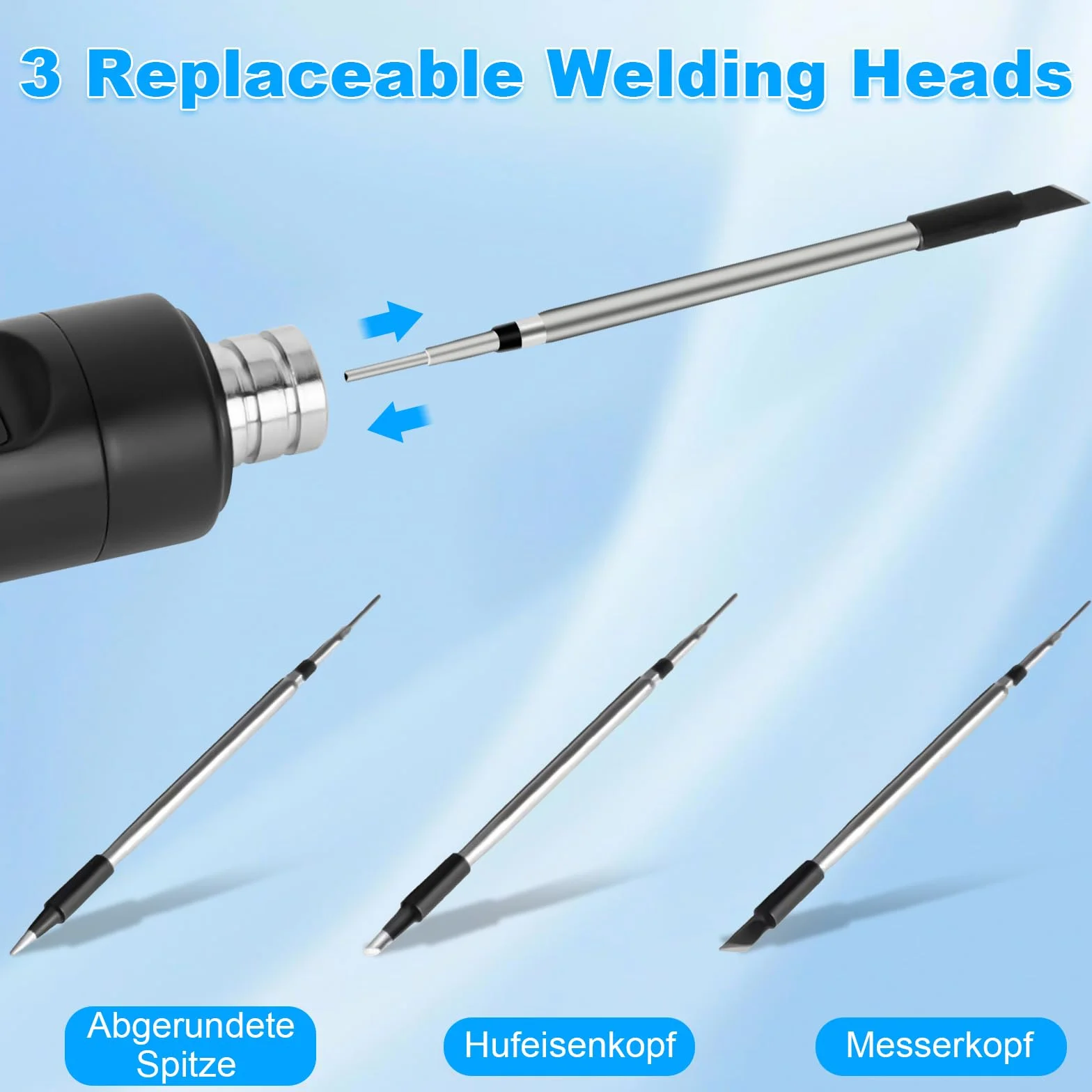 Kit di Saldatura Ricaricabile USB 180-450℃ Senza Fili con 3 Punte di Ricambio