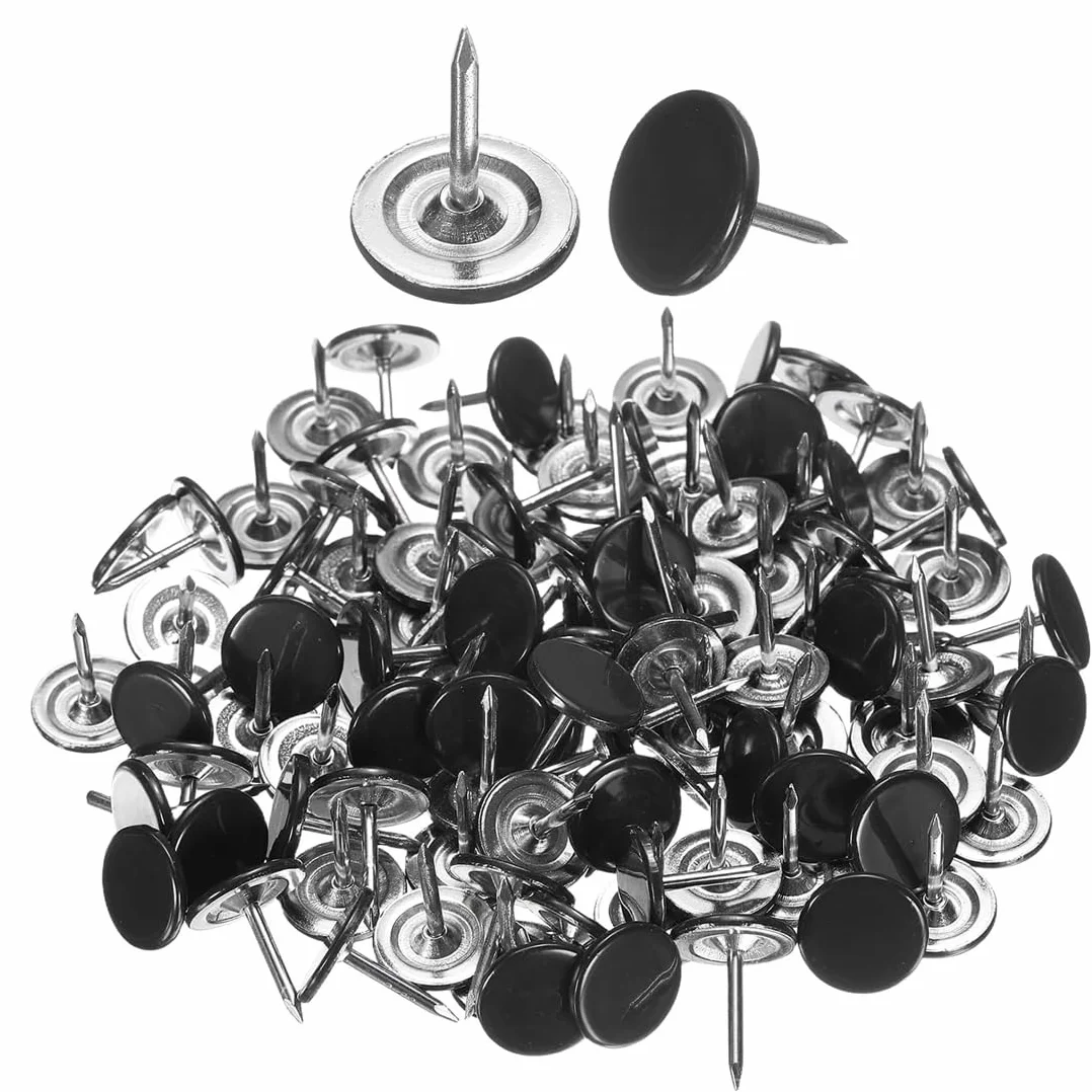 WeddHuis 50 Pezzi Chiodini Decorativi Testa Piatta Borchie Mobili Puntine Divani Testiere 11 mm x 13 mm Nero