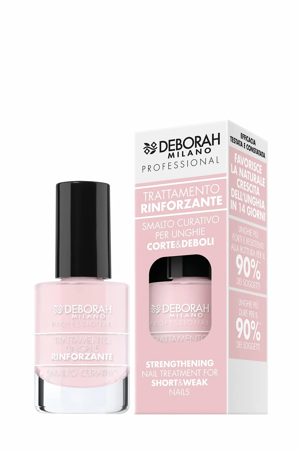 Deborah Milano Professional - Smalto Curativo per Unghie Corte e Deboli, Trattamento Rinforzante, Dona Unghie più forti e dall’aspetto più sano, 9.5 ml