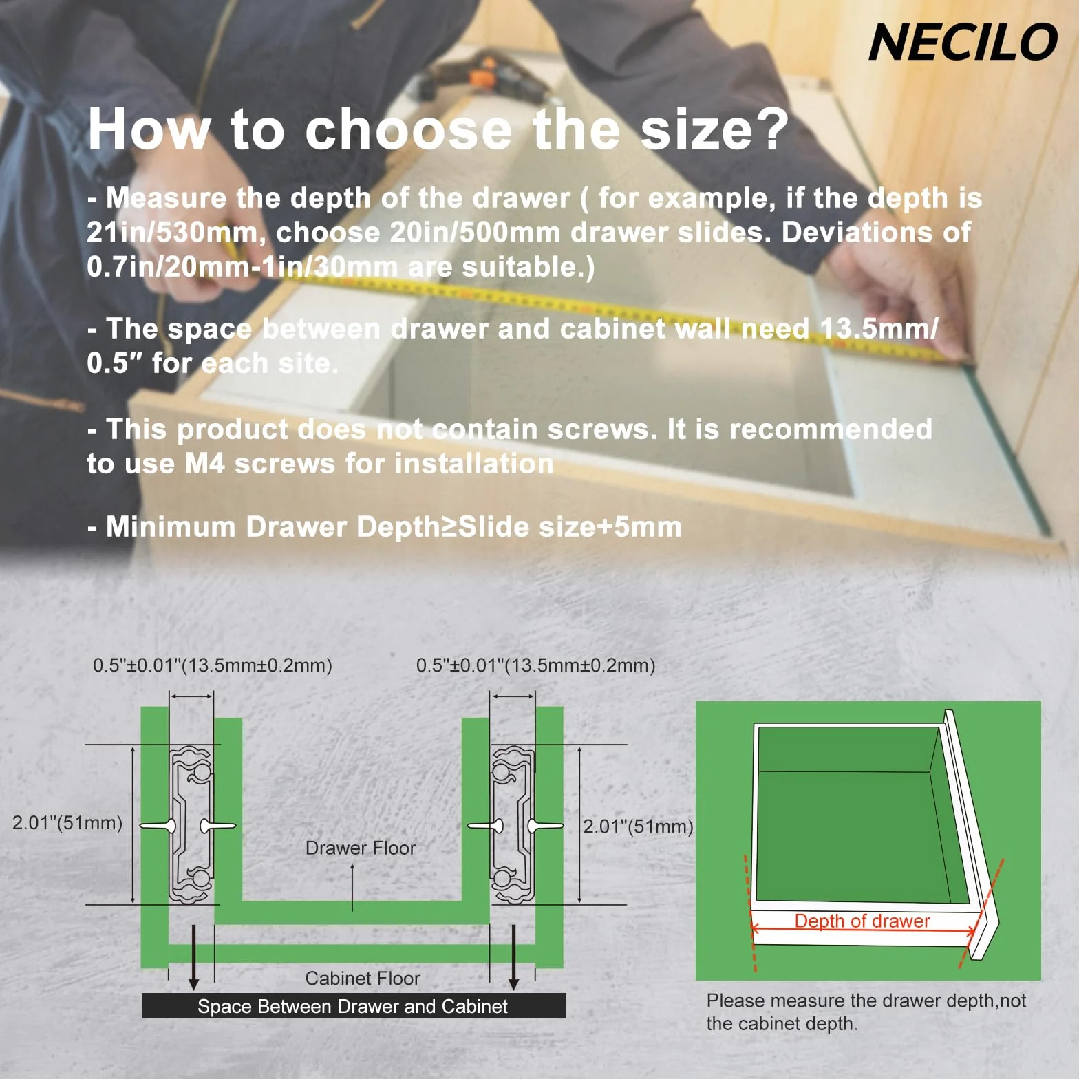 NECILO guide per cassetti carichi pesanti 800mm 68 kg estrazione totale cuscinetti a sfera 1 coppia