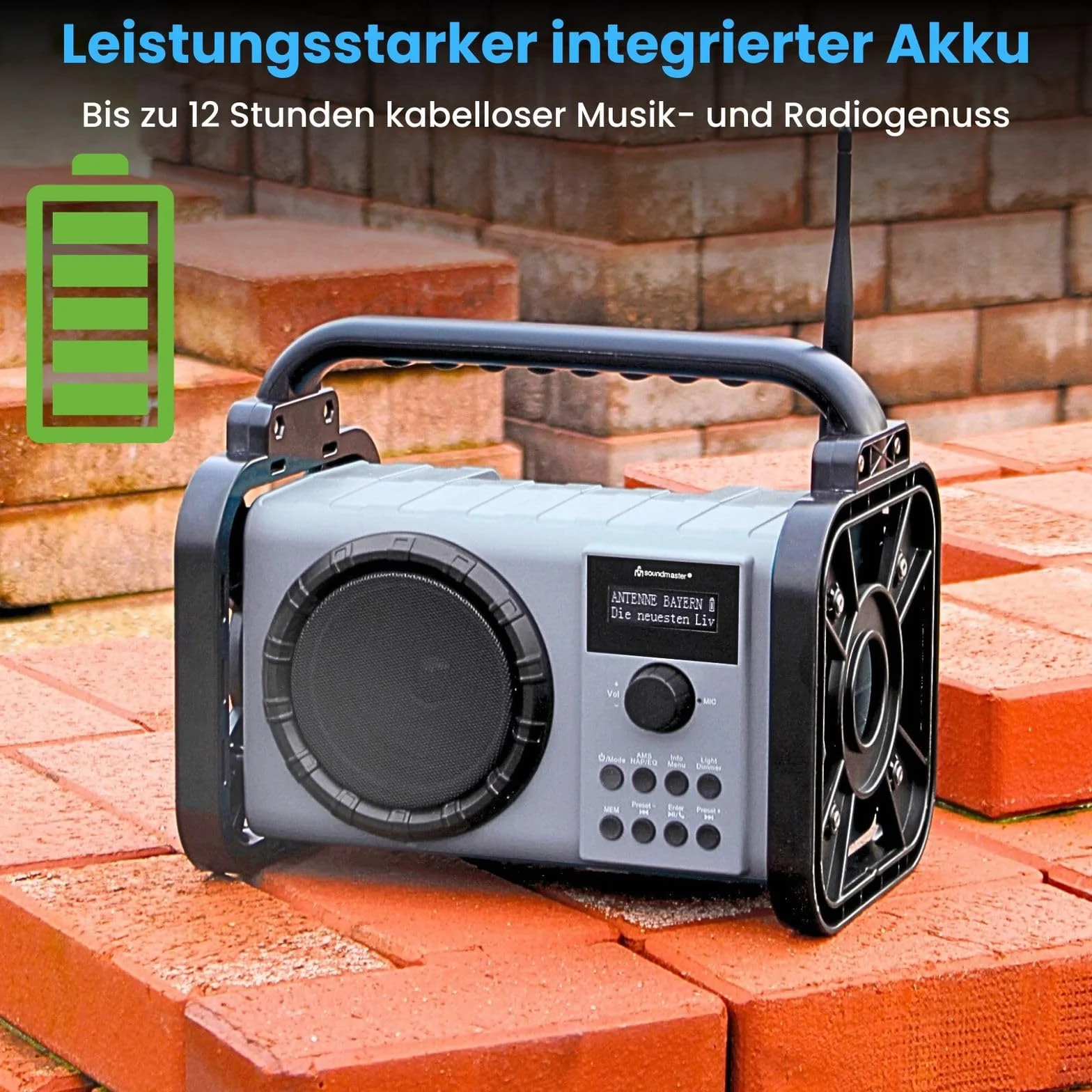 Soundmaster Radio da cantiere DAB80SG DAB+ FM Bluetooth batteria agli ioni di litio