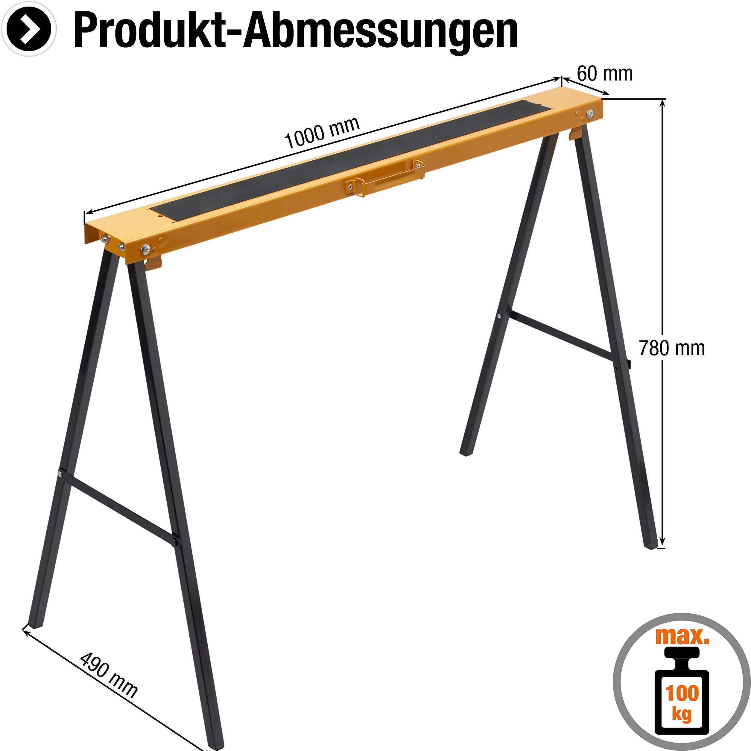 MEISTER Tréteau pliable Acier 100kg Noir